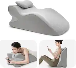 wowmax - Adjustable Memory Foam Back Pillow for Bed - Lumbar Support, Headrest, 14.6x10x24in - Gray