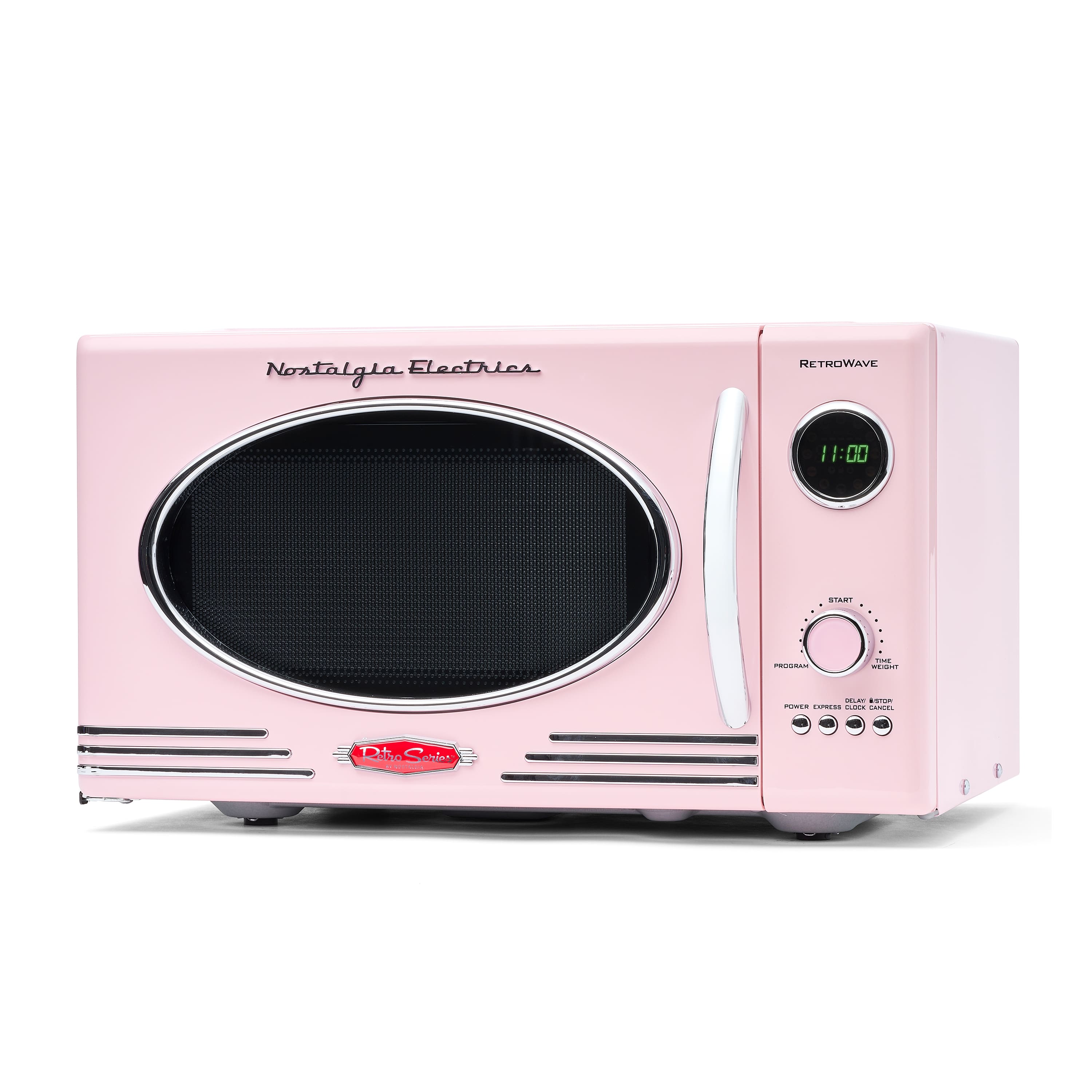 Nostalgia - 0.9 cu. ft. 800-Watt Retro Microwave Oven - Pink