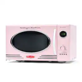 Nostalgia - 0.9 cu. ft. 800-Watt Retro Microwave Oven - Pink