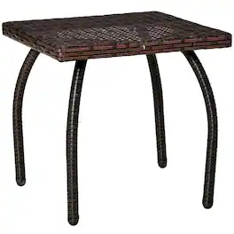 Kadyn - Tables,Patio Tables,Small Square Rattan End Table, All-Weather Material Coffee Table - Brown