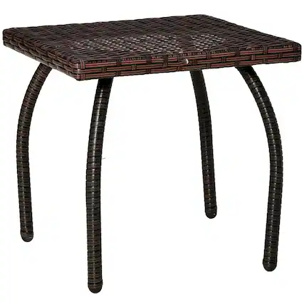 Front. Kadyn - Tables,Patio Tables,Small Square Rattan End Table, All-Weather Material Coffee Table, Brown - Brown.