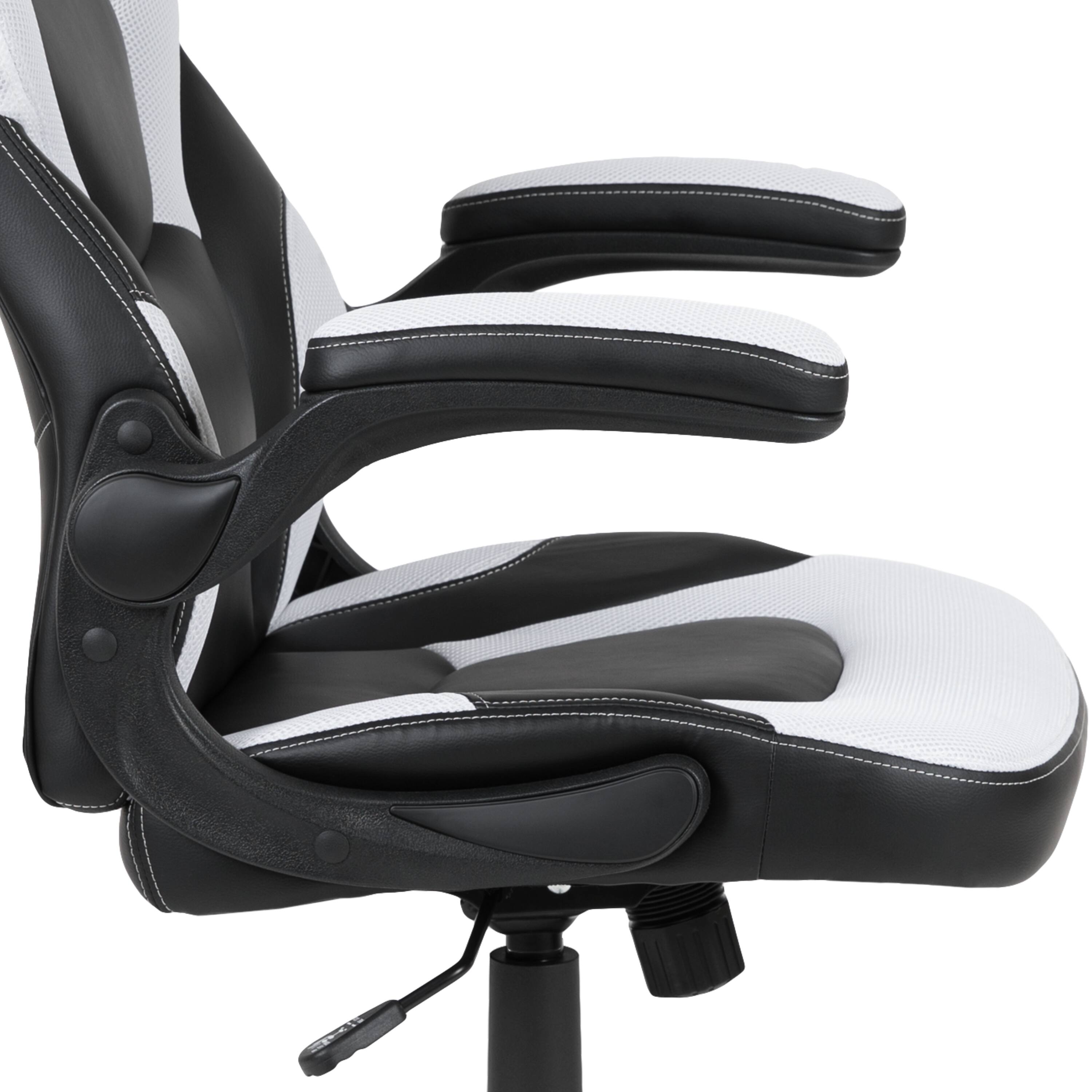 Alt View 7. Emma + Oliver - Gaming Desk and Racing Chair Set with Cup Holder and Headphone Hook - White.