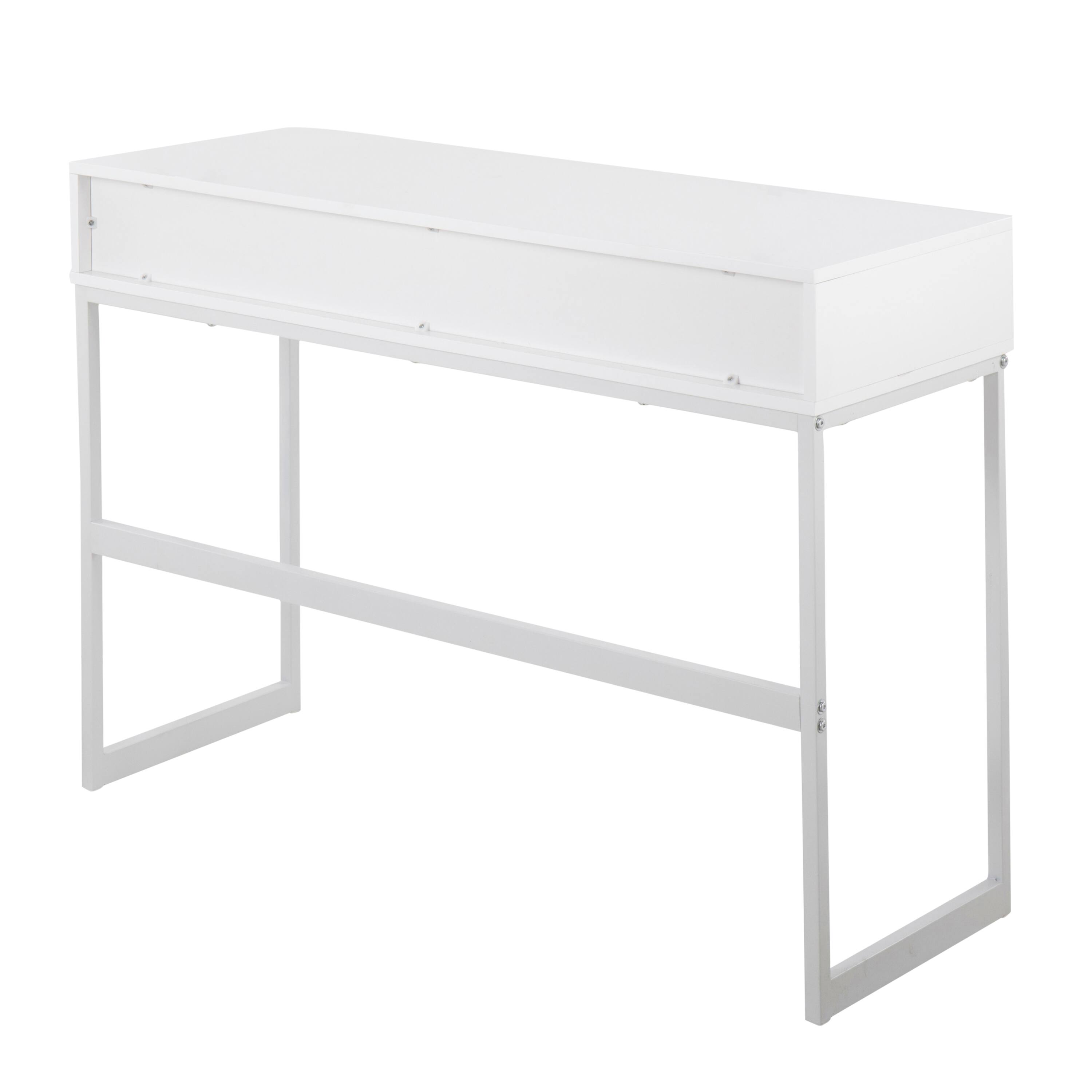 Back. TinyHomie - Franklin Contemporary Console Table in White Metal and White Wood by LumiSource - White.