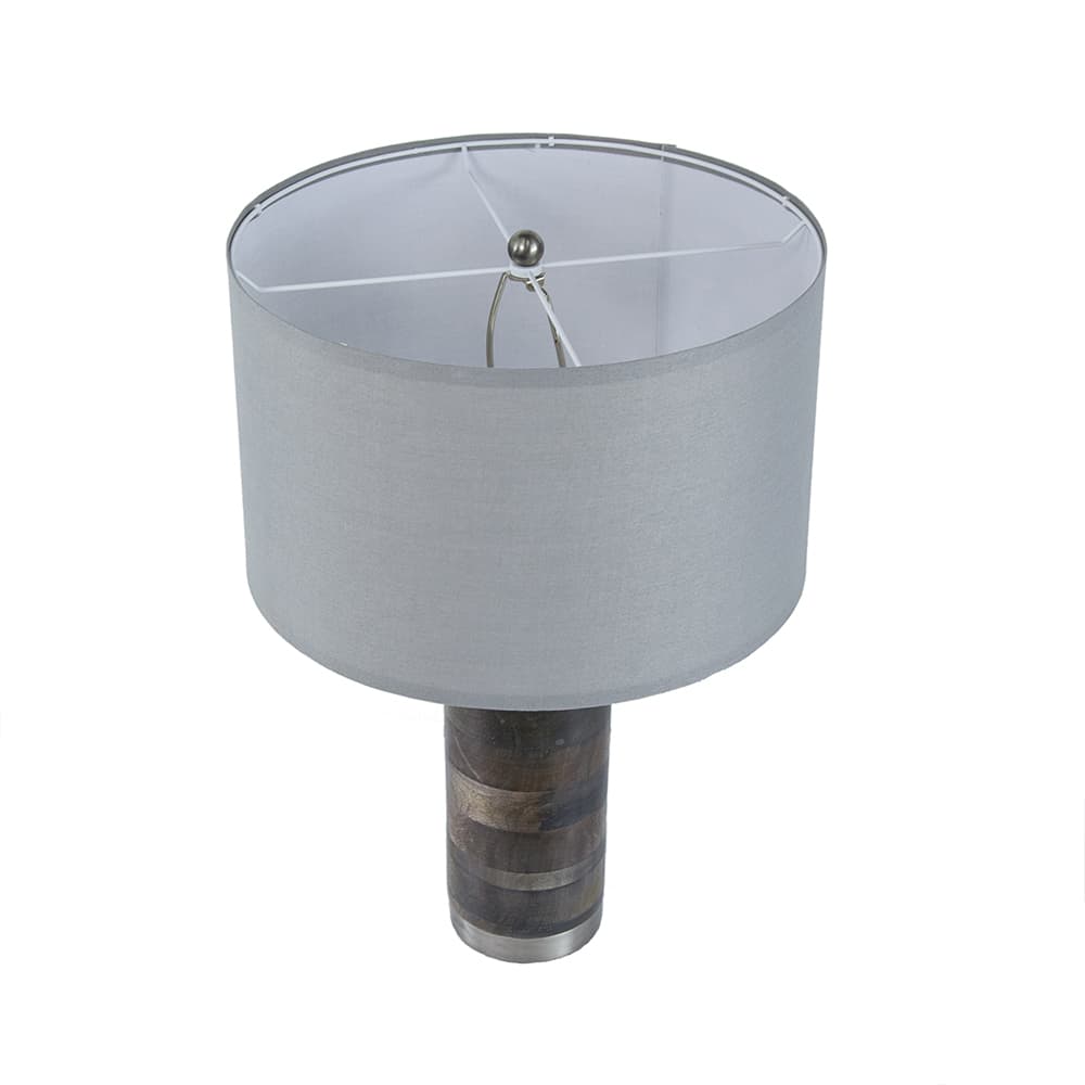 Left. Luckbyte - 16x16x23.5" Gray Silver Brushed Table Lamp Lamp Shade Assembly Required.