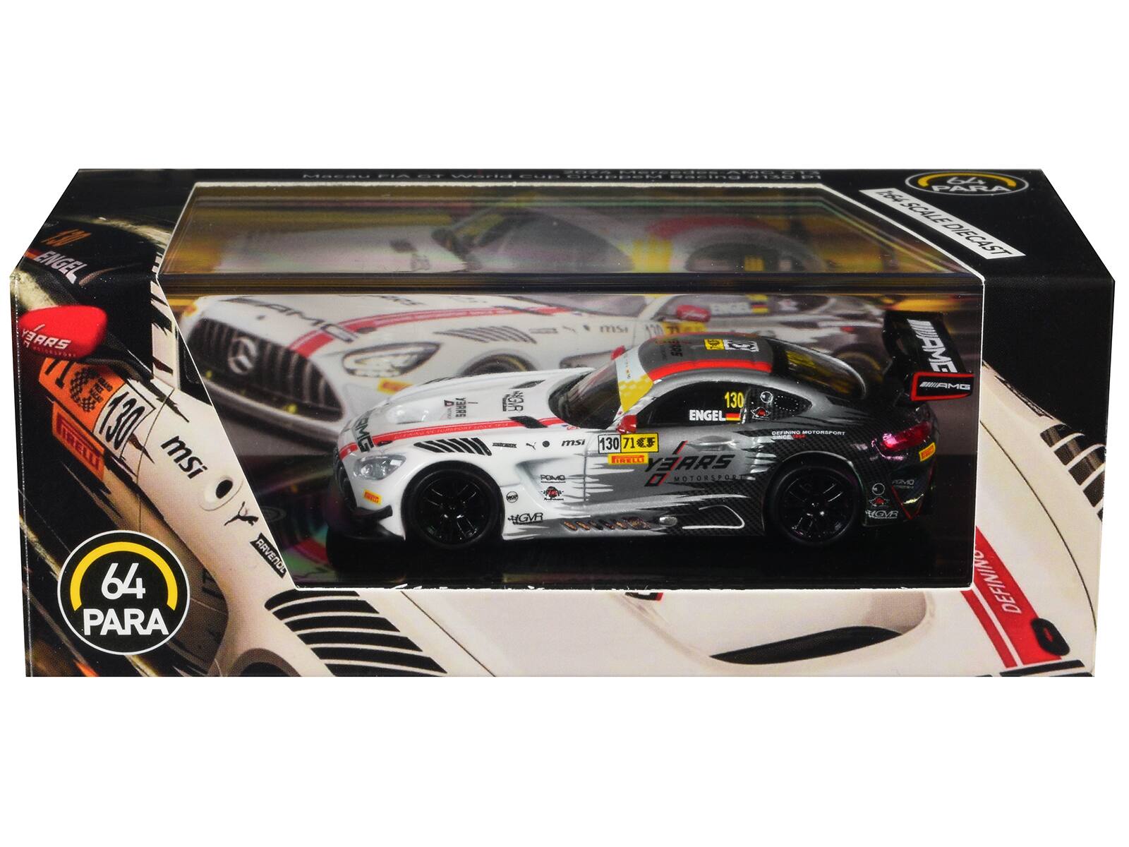 Macau FIA GT World Cup Circuit Racing  
64 PARA  
SCALE DIECAST  
ENGEL  
msi  
130  
71  
715  
RACING  
YEARS MOTORSPORT  
RAVENOL  
DEFINING