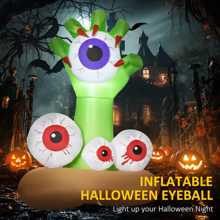 Outsunny 4ft Halloween Inflatables Outdoor Decorations Monster Hand ...
