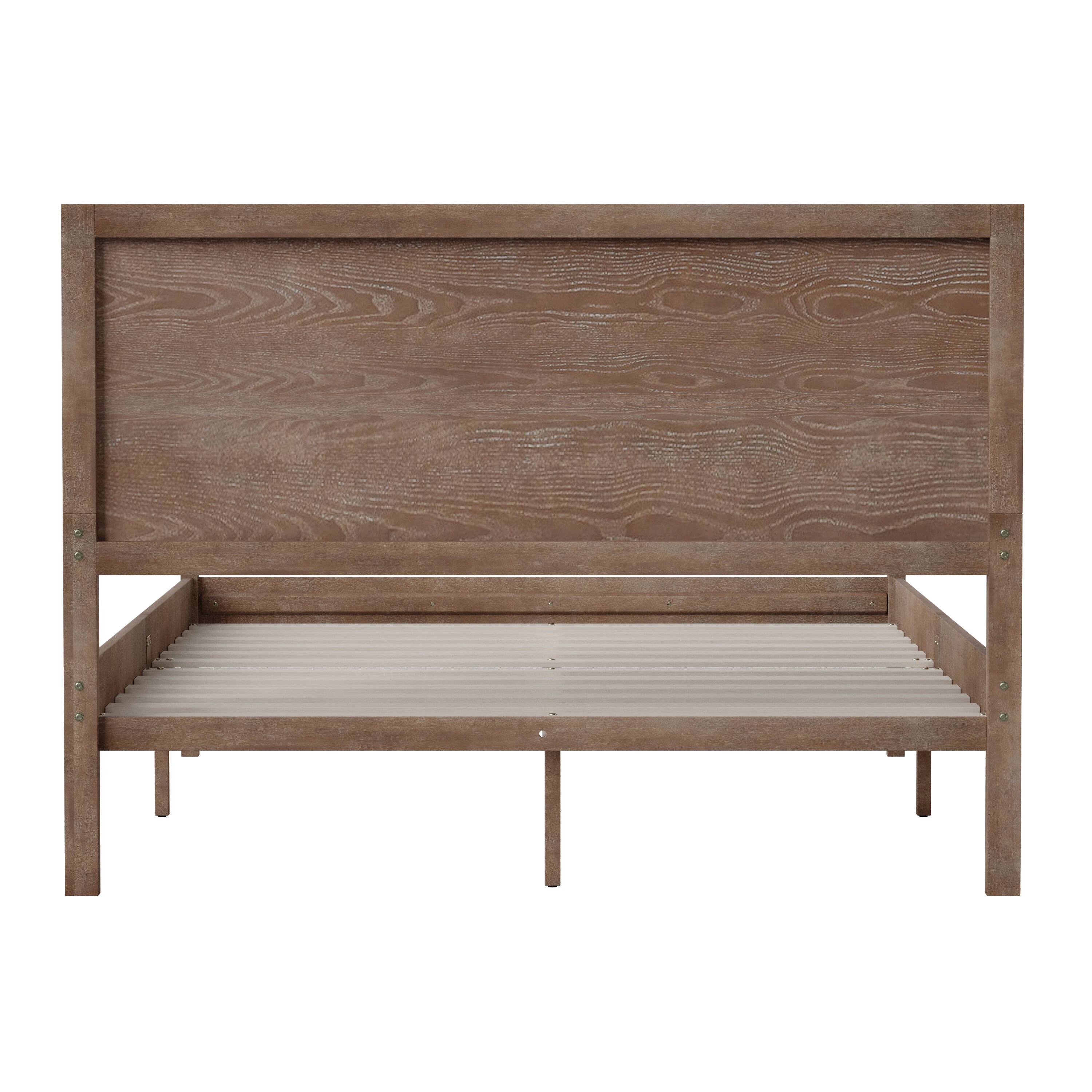 Alt View 7. Emma + Oliver - Ashton Classic Wooden Platform Bed with Headboard - Light Brown.