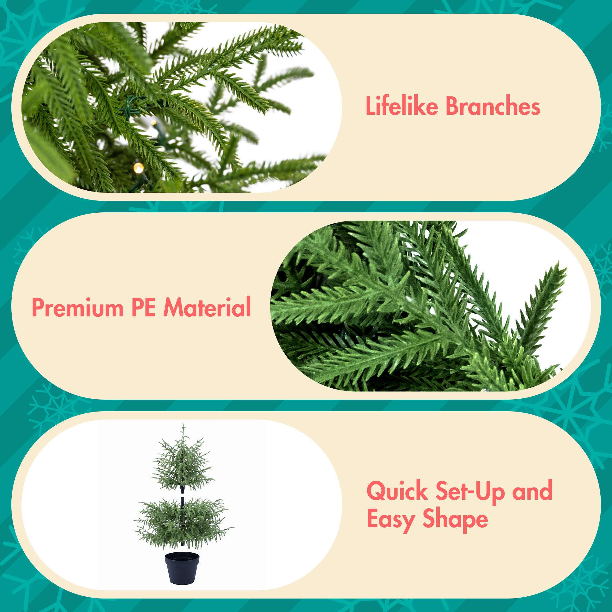Jandcase 4 Piece Christmas Tree Set – 2 Trees with Sturdy Bases, 1 Pre ...