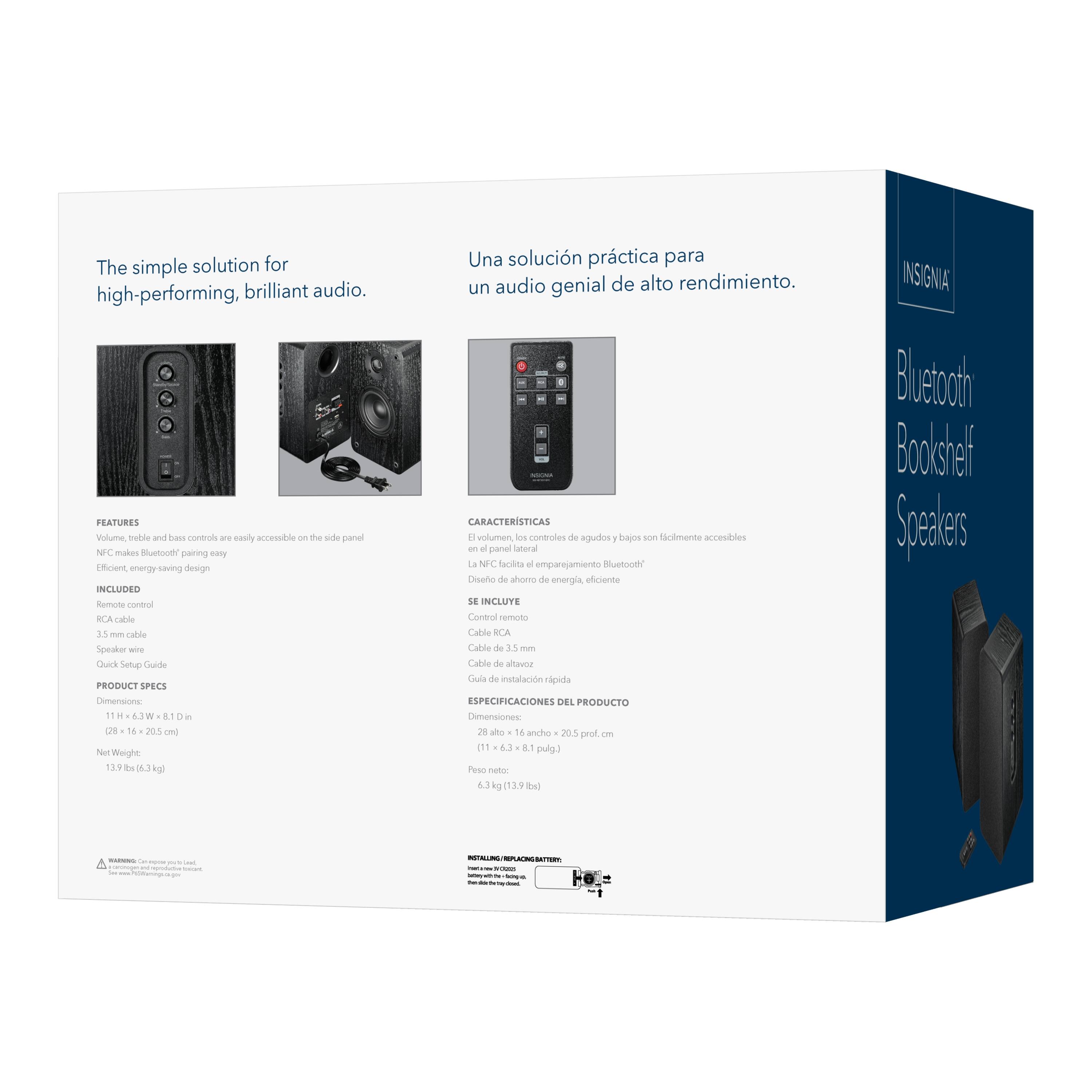 The simple solution for high-performing, brilliant audio.

FEATURES
- Volume, treble, and bass controls are easily accessible on the side panel
- NFC makes Bluetooth pairing easy
- Efficient, energy-saving design

INCLUDED
- Remote control
- RCA cable
- 3.5 mm cable
- Speaker cable
- Quick Setup Guide

PRODUCT SPECS
- Dimensions: 39.38 x 16.25 x 20.51 in
- Net Weight: 13.7 lbs (6.23 kg)

Una solución práctica para un audio genial de alto rendimiento.

CARACTERÍSTICAS
- Los controles de volumen, agudos y bajos son fácilmente accesibles en el panel lateral
- La NFC facilita el emparejamiento Bluetooth
- Diseño de bajo consumo de energía, eficiente

SE INCLUYE
- Control remoto
- Cable RCA
- Cable de 15 mm
- Cable de altavoz
- Guía de instalación rápida

ESPECIFICACIONES DEL PRODUCTO
- Dimensiones: 29.88 x 16.25 x 20.51 in