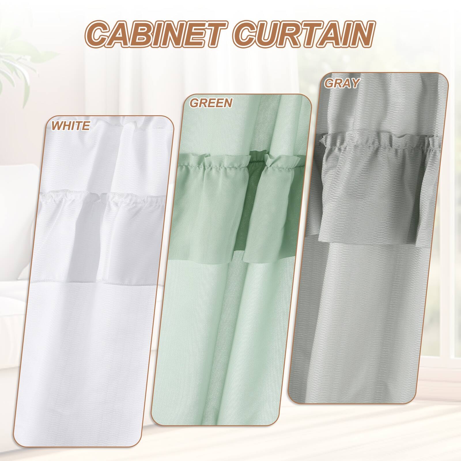 Cabinet Curtain: Green, Gray, White