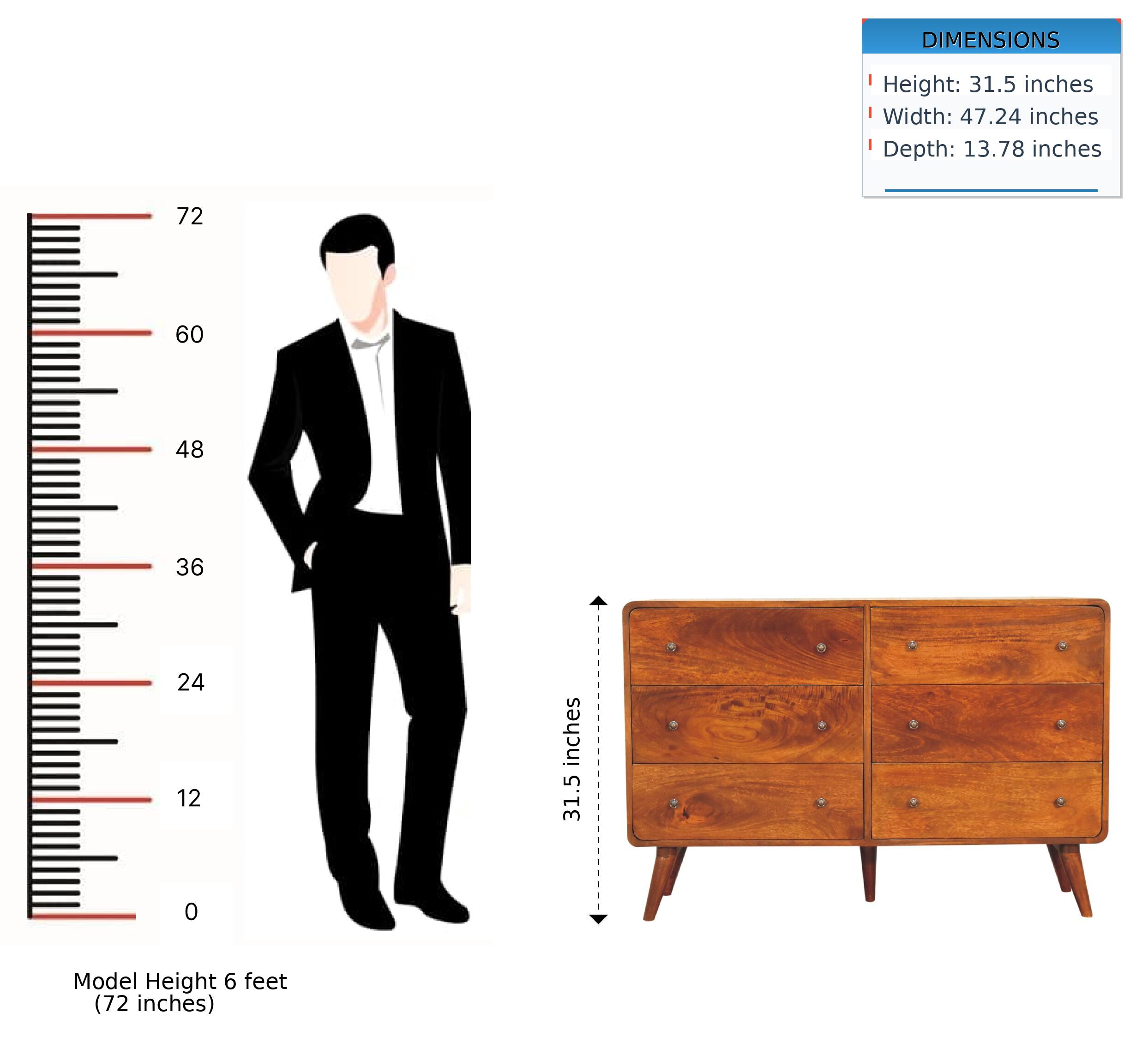 DIMENSIONS  
Height: 31.5 inches  
Width: 47.24 inches  
Depth: 13.78 inches  

Model Height: 6 feet (72 inches)