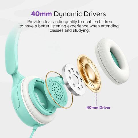 40mm Dynamic Drivers Provide clear audio quality to enable children to have a better listening experience when attending classes and studying.

40mm Driver