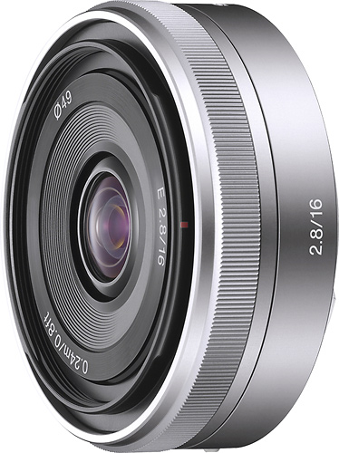 Angle View: Sony - 16mm f/2.8 E-Mount Wide-Angle Lens - Silver