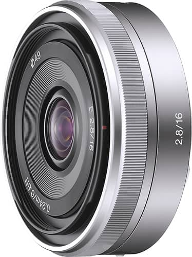 Best Buy: Sony 16mm f/2.8 E-Mount Wide-Angle Lens Silver SEL16F28