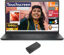 Dell - Inspiron 3535 Laptop 15.6 FHD (AMD Ryzen 7 7730U, 64GB DDR4, 2TB PCIe SSD, AMD Radeon, Win 11 Pro) - Black