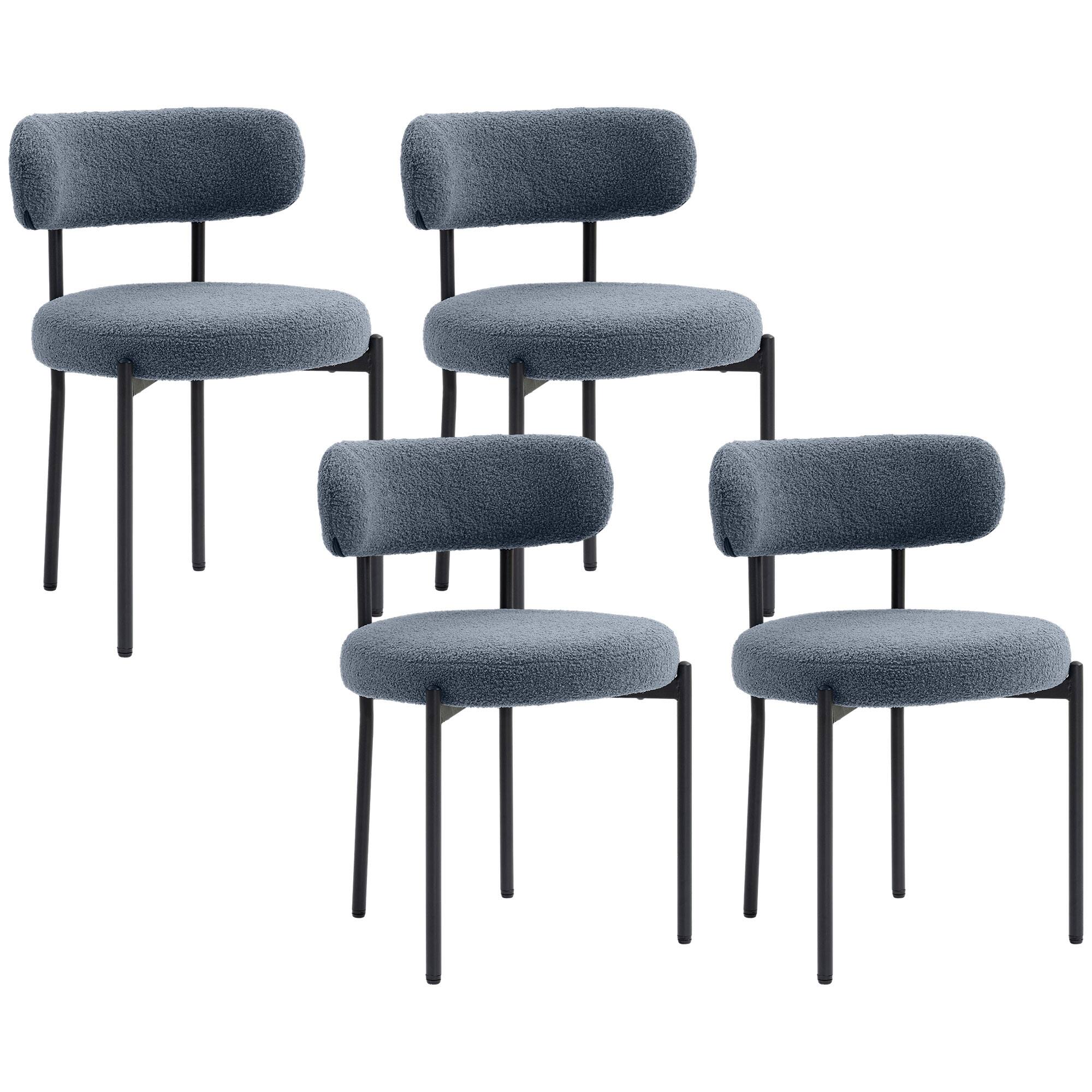 Front. Homcom - Modern Upholstered Kitchen Chairs - Gray.
