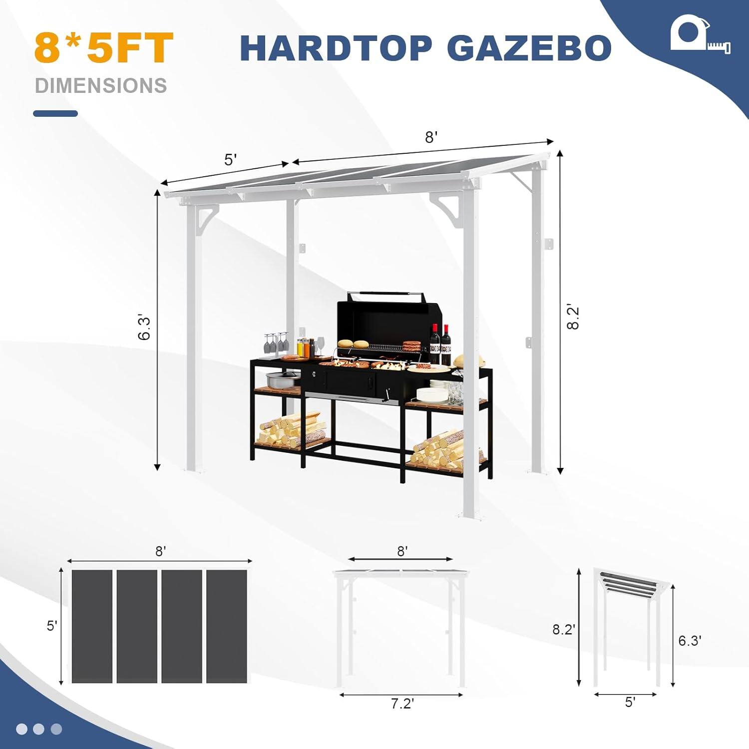 8 * 5FT HARDTOP GAZEBO DIMENSIONS

5' 8' 6.3' 8.2' 8' 8' 5' 8.2' 6.3' 7.2' 5'