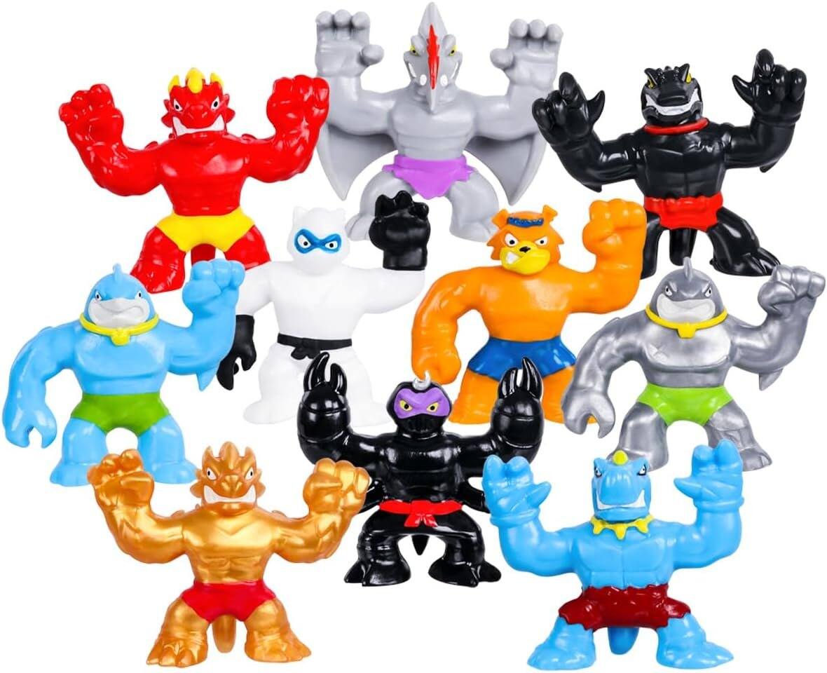 Angle. Spin Master - Heroes of Goo Jit Zu Mini Mega 10 Pack 2.5" Stretchy Squishy Action Figures with 3 Dino Power Minis - Multicolor.