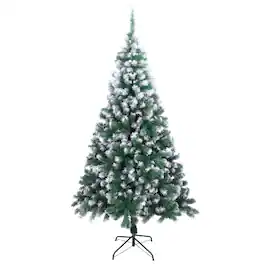 Winado - 7 FT Snow Flocked Artificial Christmas Tree with 870 PVC & PE Tips Xmas Holiday Decoration - Spray White