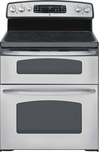 Front Standard. GE - 30" Self-Cleaning Freestanding Double Oven Electric Convection Range - Stainless-Steel.