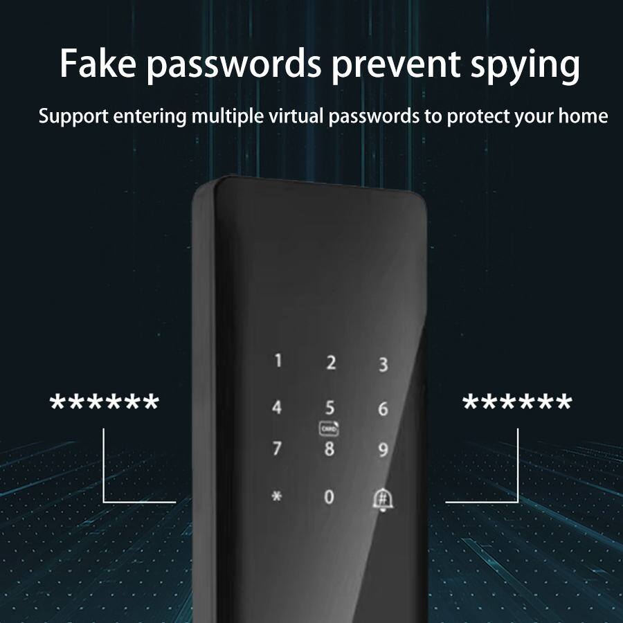 Fake passwords prevent spying  
Support entering multiple virtual passwords to protect your home  

1 2 3  
4 5 6  
7 8 9  
* 0 #