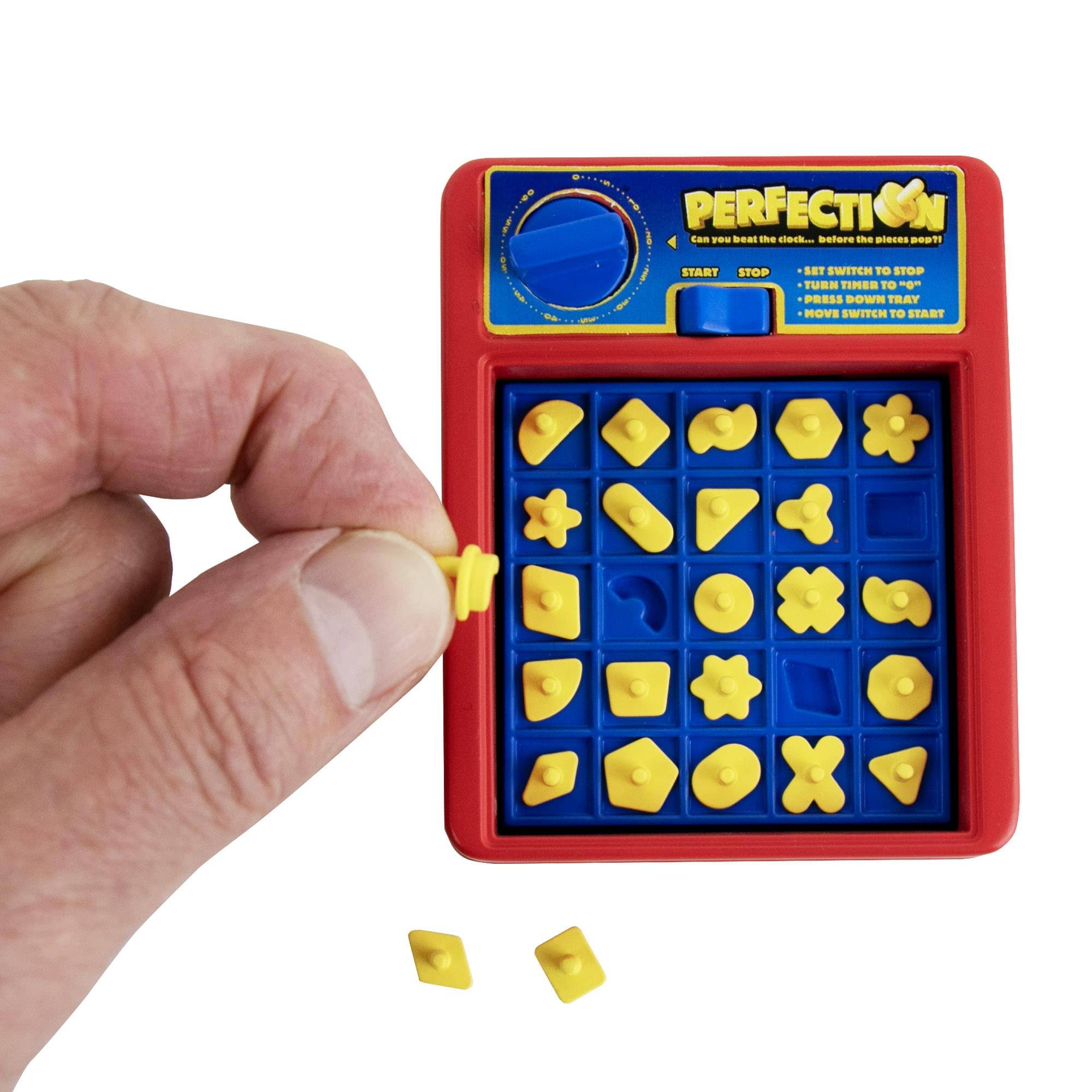 PERFECTION  
Can you beat the clock... before the pieces pop!  
- SET SWITCH TO STOP  
- TURN TIMER TO "0"  
- PRESS DOWN TRAY  
- MOVE SWITCH TO START  

START STOP