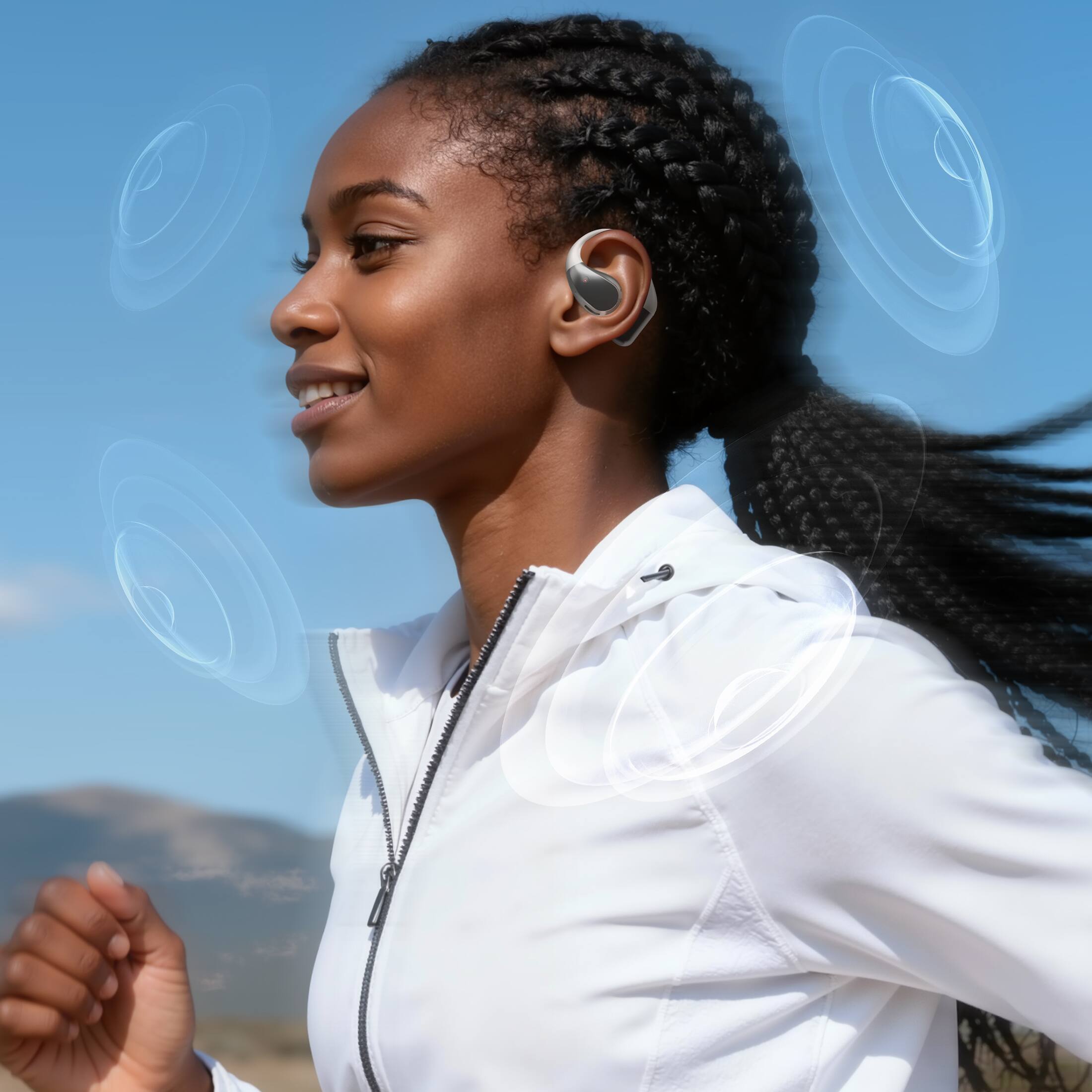 Alt View 4. Sugift - Open-Ear Sport Bluetooth Earbuds with Bluetooth 5.4 - White.