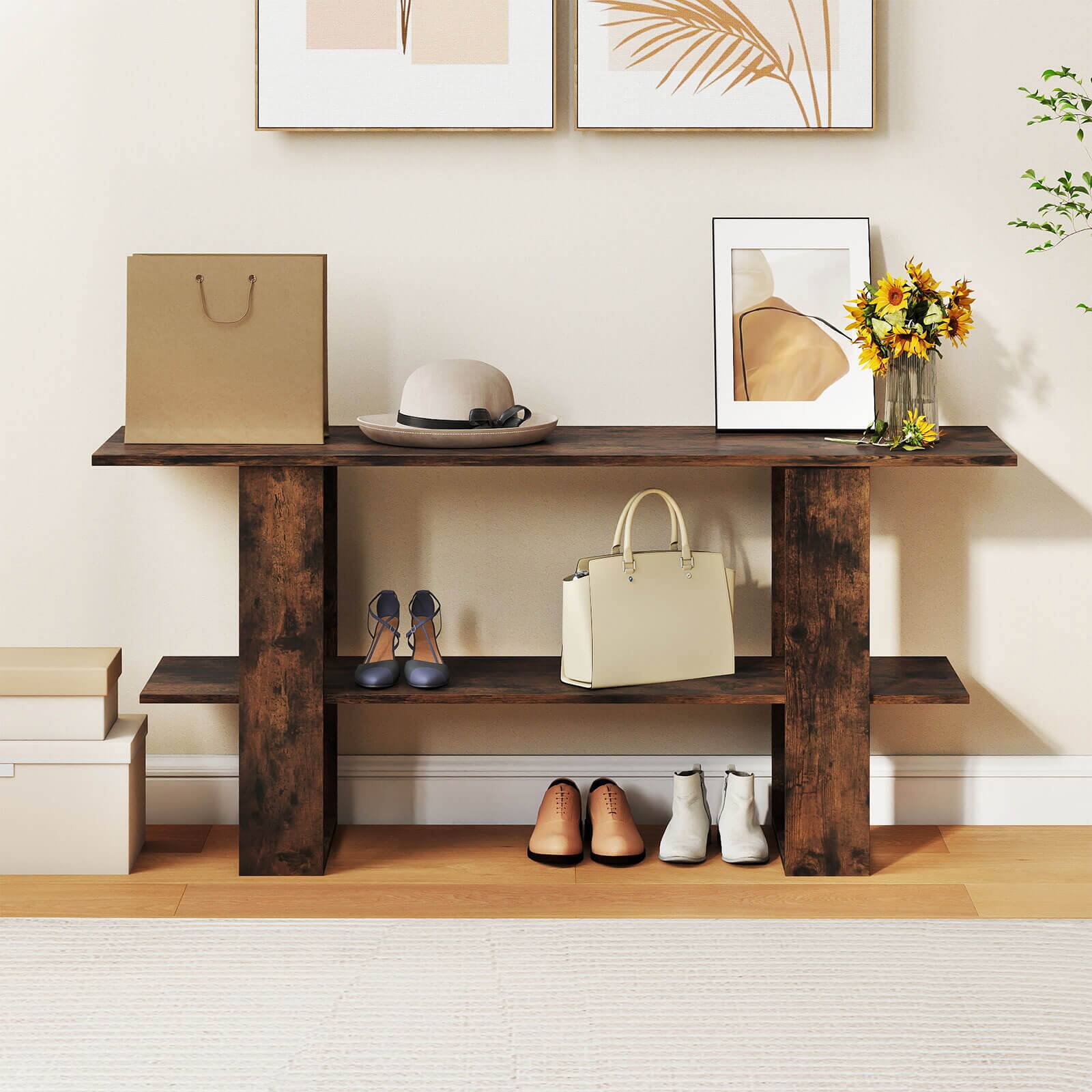 Alt View 4. Costway - Costway TV Stand for up to 55 Inches TV Entertainment Center with Storage Shelf for Bedroom - Rustic Brown.