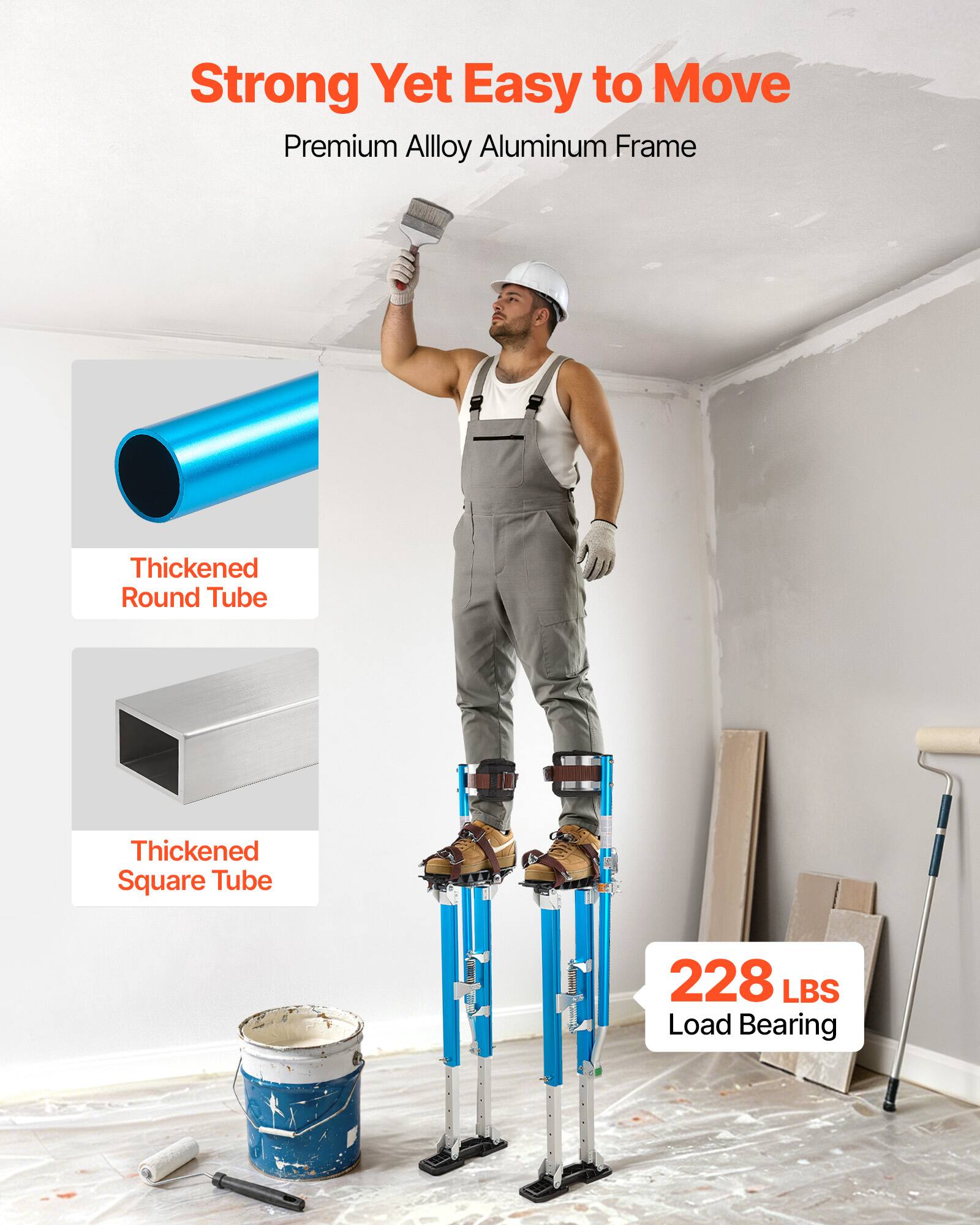 Strong Yet Easy to Move  
Premium Alloy Aluminum Frame  
Thickened Round Tube  
Thickened Square Tube  
228 LBS Load Bearing