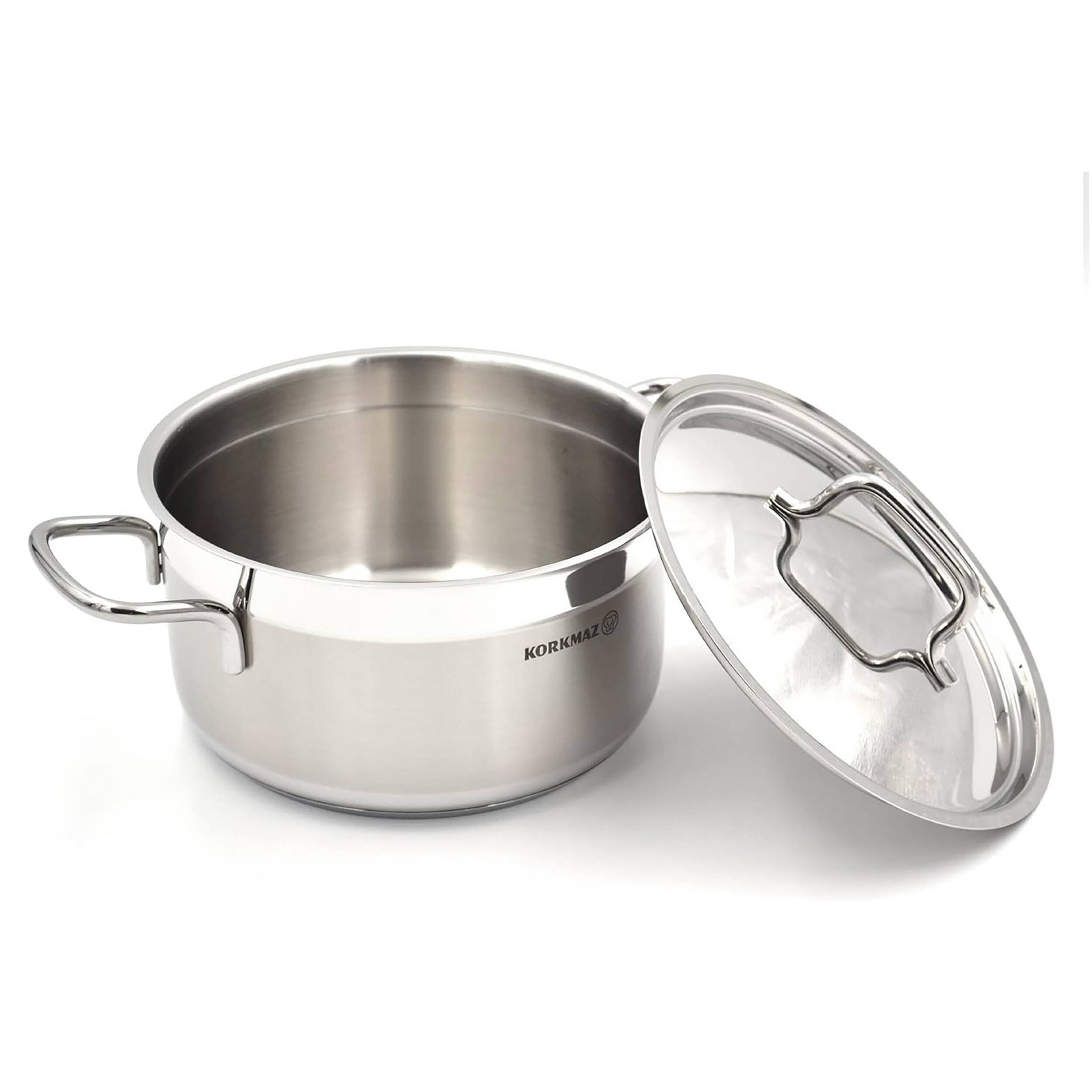 Alt View 1. Korkmaz - Korkmaz Alfa 2 Piece 3.5 Liter Stainless Steel Casserole Dish with Lid - Silver.