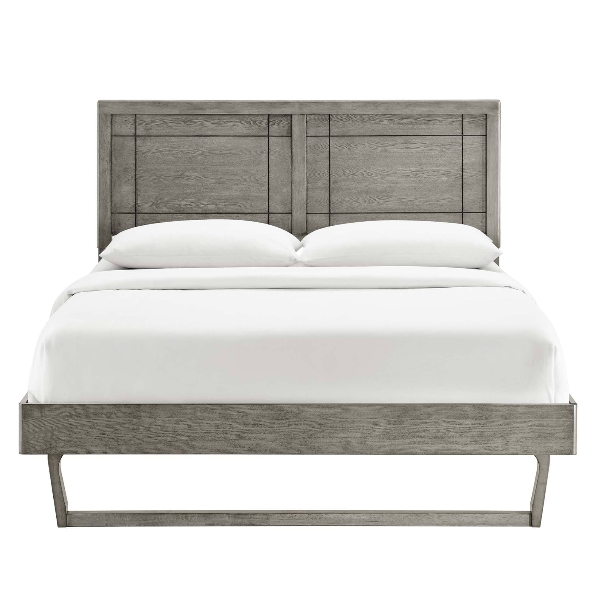 Alt View 6. Modway - Marlee Wood Platform Bed With Angular Frame - Gray.