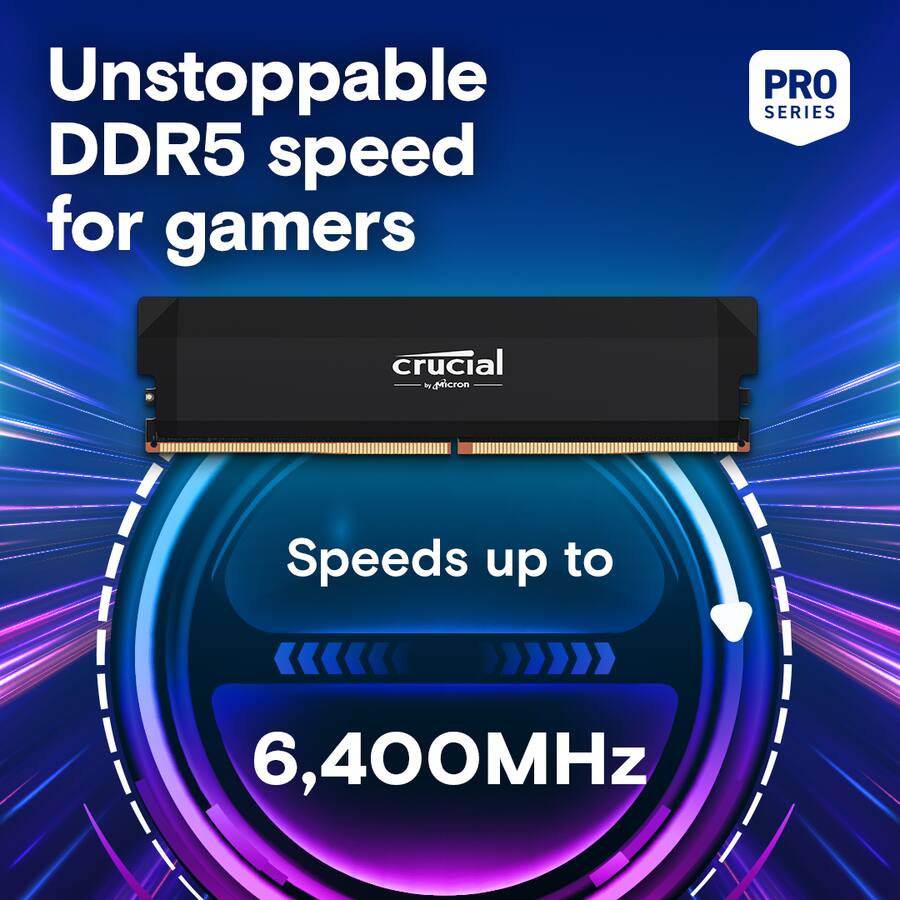 Crucial Pro OC Gaming 64GB (2x32GB) DDR5 6000MHz C40 UDIMM Crucial Pro OC Gaming 64GB (2x32GB) DDR5 6000MHz C40 UDIMM