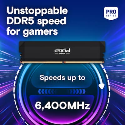 Crucial Pro OC Gaming 64GB (2x32GB) DDR5 6000MHz C40 UDIMM Intel Crucial Pro OC Gaming 64GB (2x32GB) DDR5 6000MHz C40 UDIMM Intel
