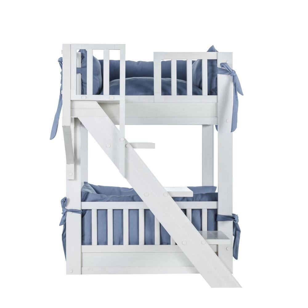 Left. New Age Pet - Dog Bunk Bed with Removable Cushions - Antique White - Antique White.