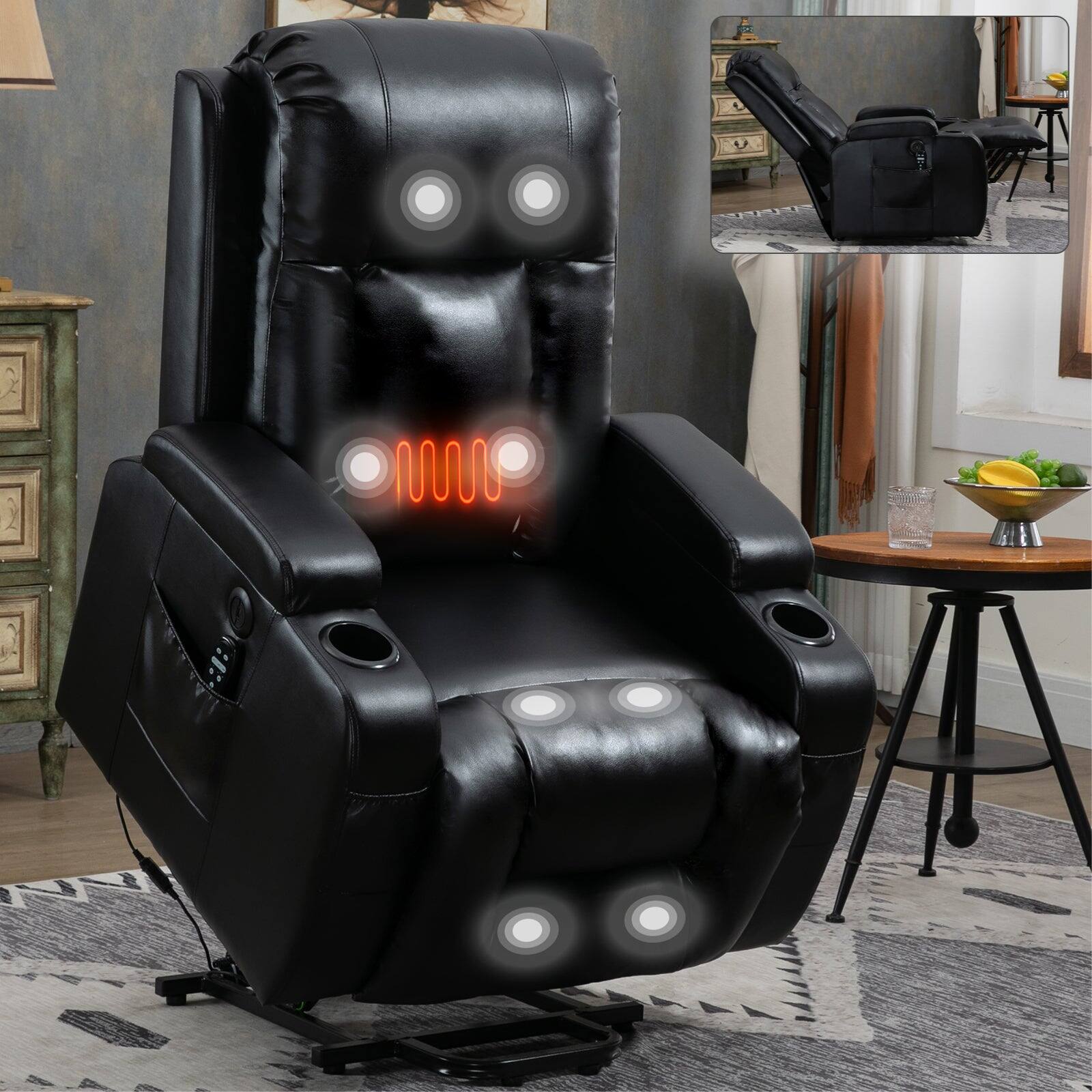 Alt View 2. Boyel Living - Power Lift Recliner Chair for Elderly 350 LBS Capacity with Infinite Positions, 8-Point Massage, Lumbar Heat - Black.