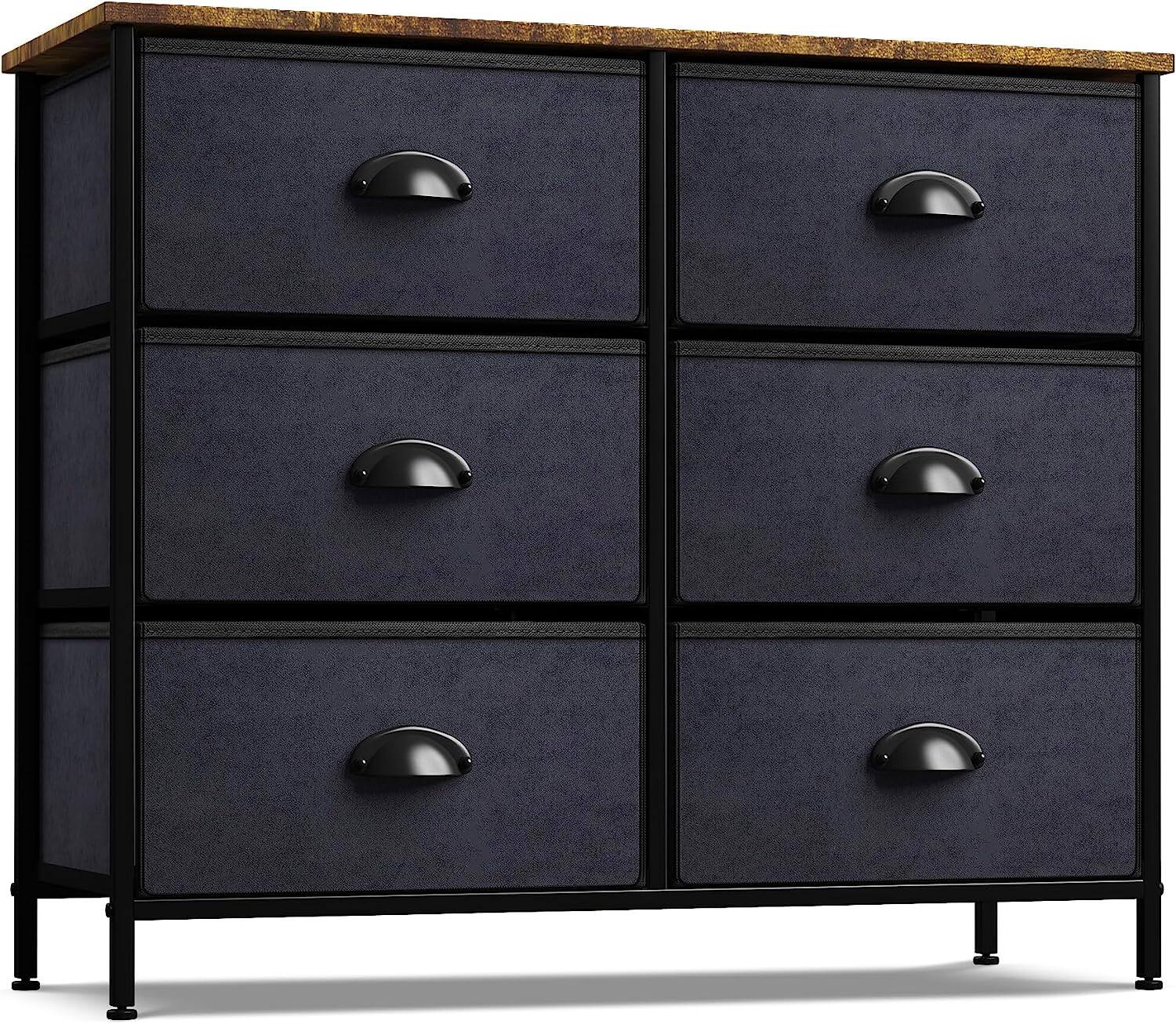Front. Sorbus - Sorbus Dresser with 6 Drawers, Furniture Storage Tower Unit for Bedroom, Hallway, Closet Wood Top Fabric Drawers Chest - Black/wood top.