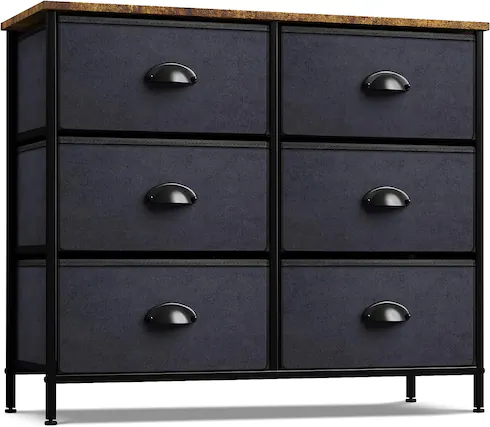 Front. Sorbus - Sorbus Dresser with 6 Drawers, Furniture Storage Tower Unit for Bedroom, Hallway, Closet Wood Top Fabric Drawers Chest - Black/wood top.