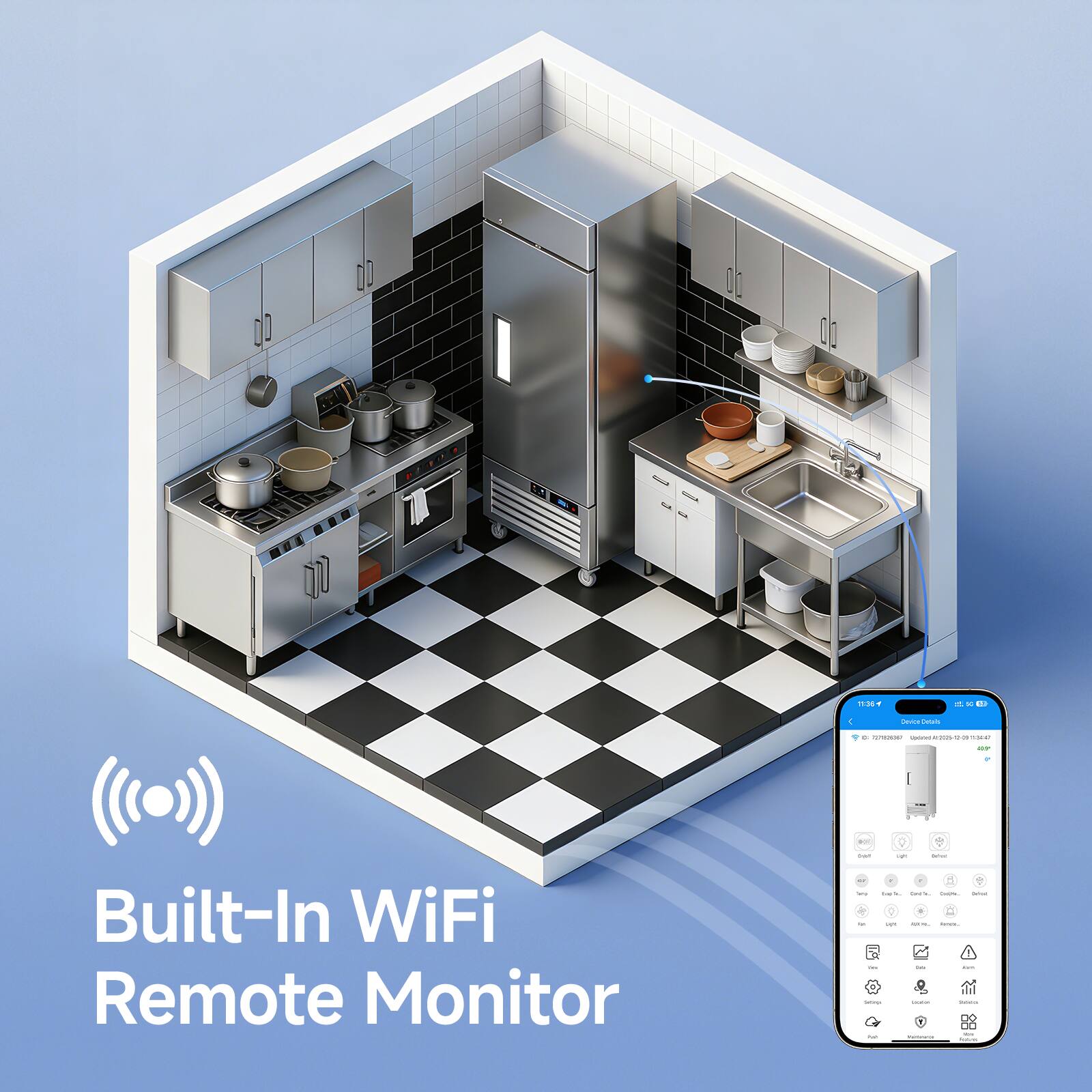 11:40  
4. I - - C - --.. - - : - I  
1 Built-In WiFi Remote Monitor : - - - . - - - - - | - r - e A | I 88