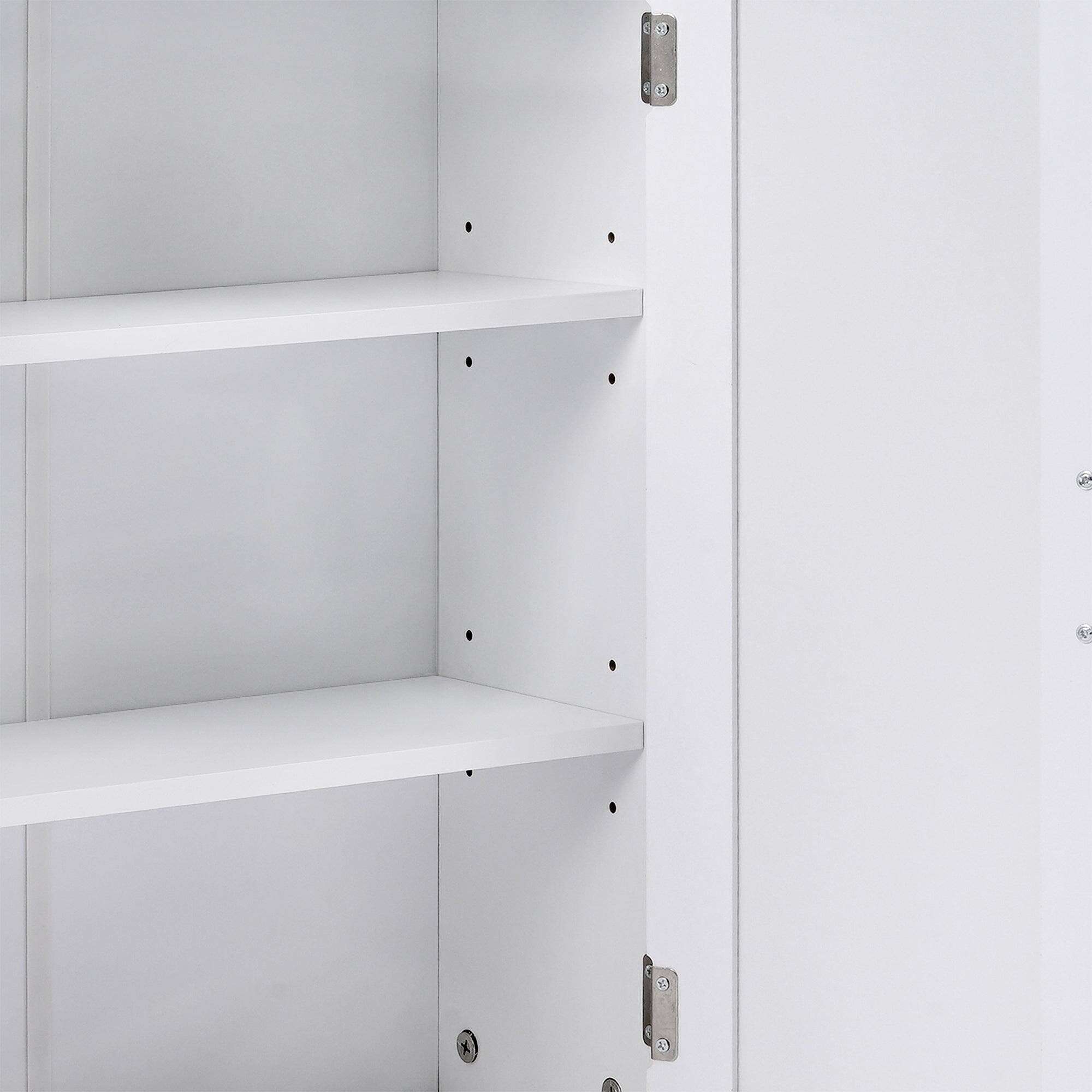 Back. Vecelo - Freestanding Bathroom Storage Cabinet with Adjustable Shelves, Waterproof MDF Floor Cabinet for Small Spaces - White.