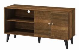 Spaco - TV Stand for TVs Up to 47.3 Inch, Mid-Century Entertainment Center with 2 Shelves and Cabinet, for Living Room - Brown