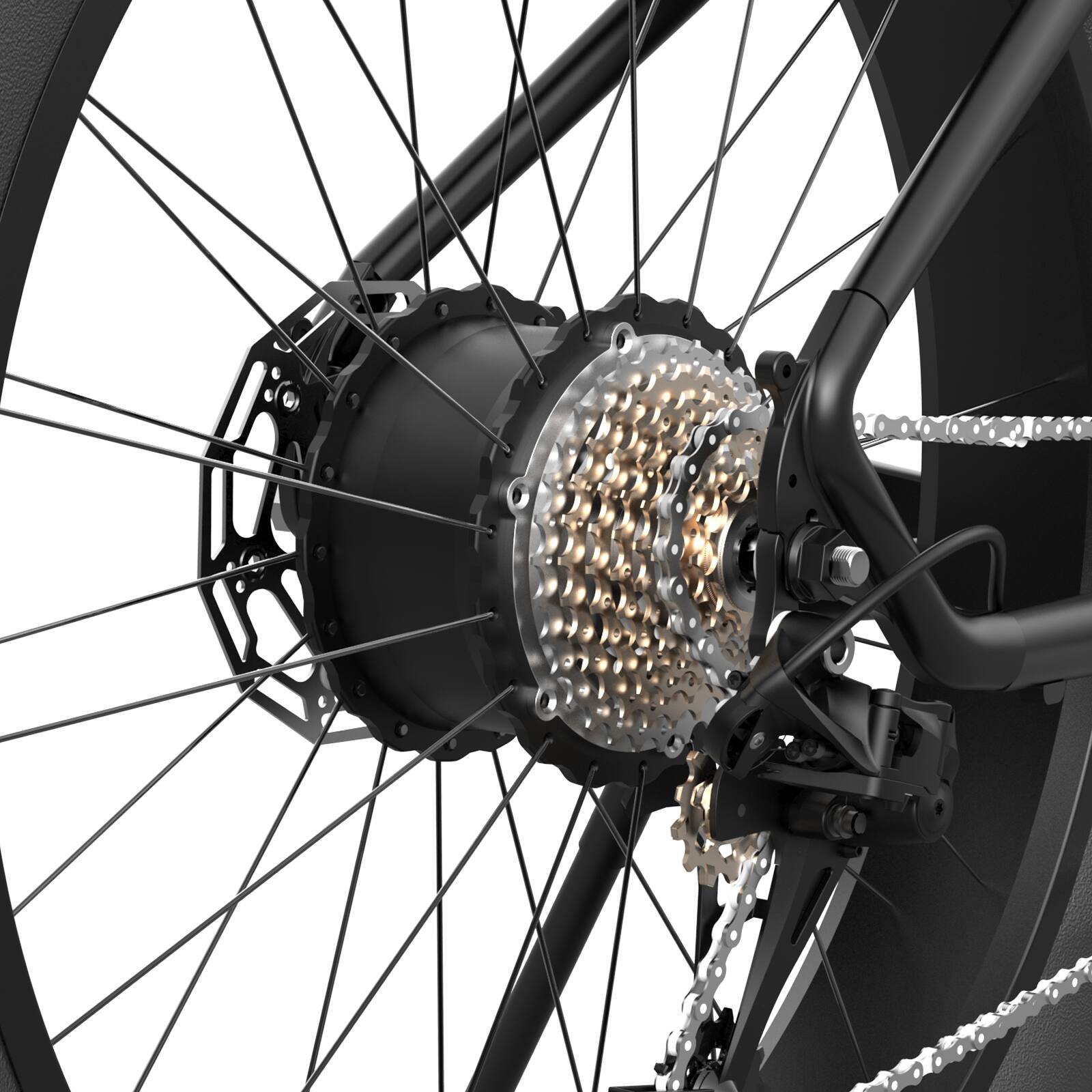 Alt View 3. HiBoy - P6 Electric Bike w/ 62 mi Max Operating Range & 28 mph Max Speed - Black.