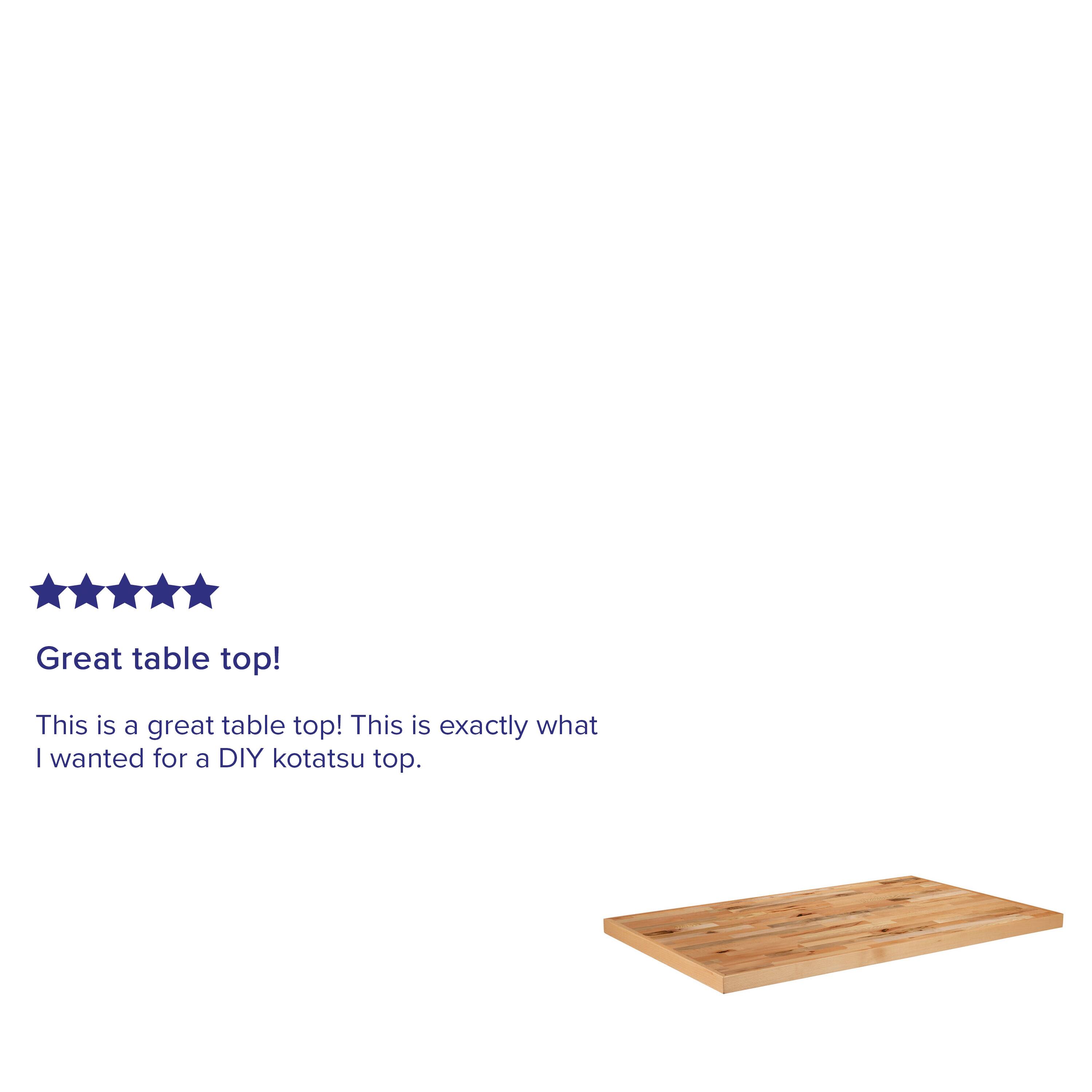 Great table top!  
This is a great table top! This is exactly what I wanted for a DIY kotatsu top.