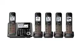 Panasonic - Refurbished Excellent - KX-TG585 Cordless Telephone with Bluetooth and Digital Answering Machine 5Handsets - Black