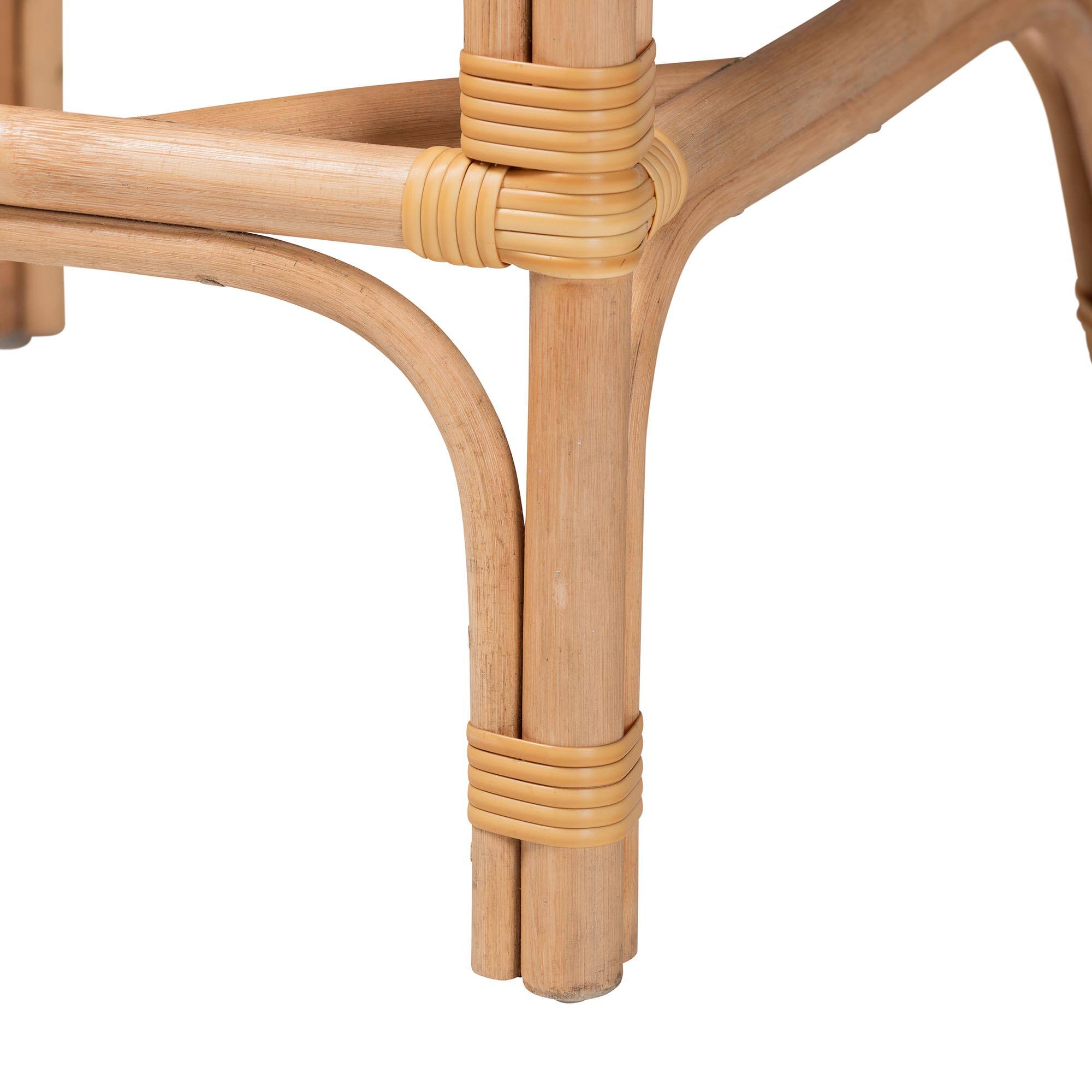 Alt View 2. bali & pari - Elma Rattan Counter Stool with Cushion - Barrel-Back Counter Chair with Synthetic Woven and Natural Rattan Frame - Natural Brown/Dark Brown.