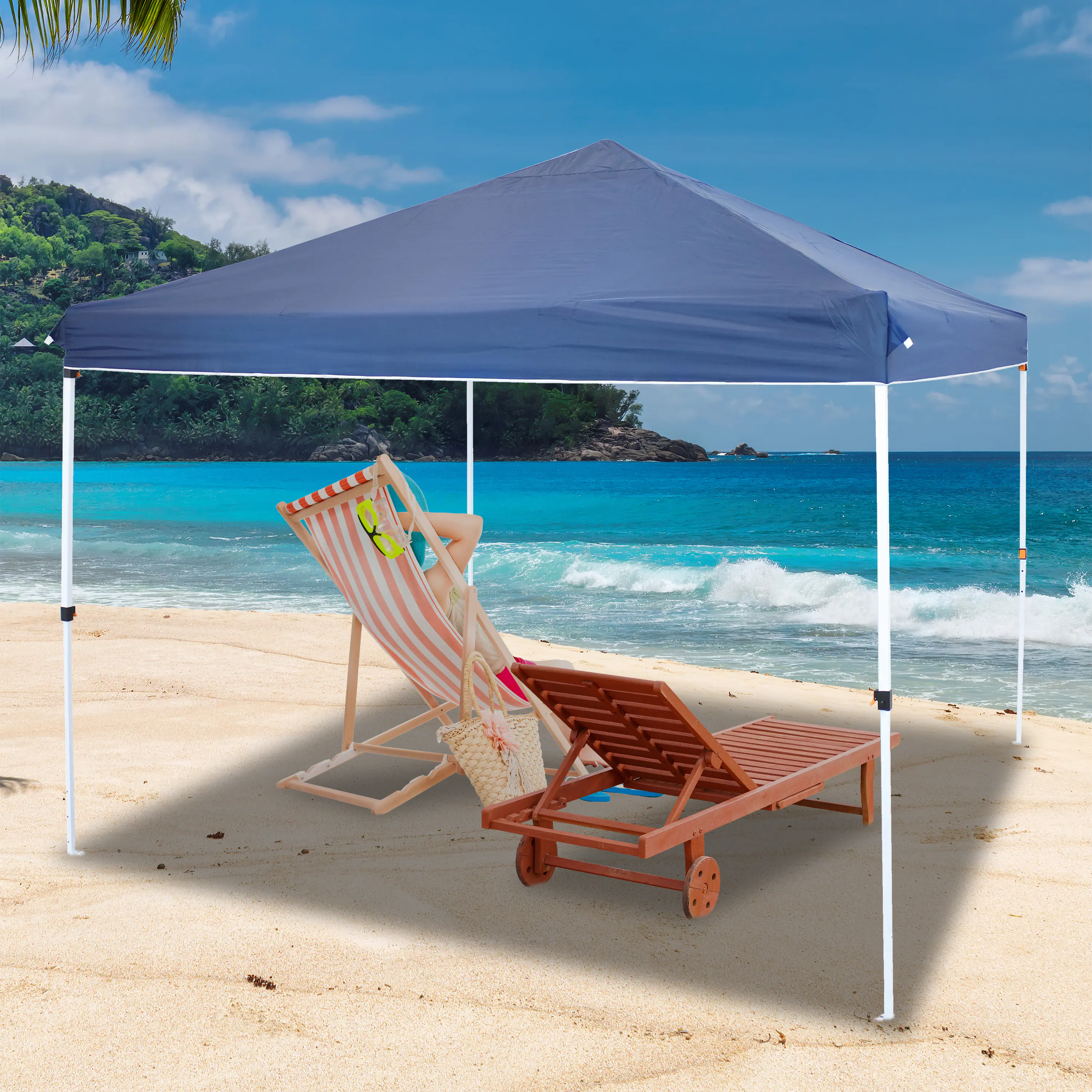 Alt View 7. Sunnydaze - 10x10 ft Oxford Fabric Replacement Pop-Up Canopy Shade Top - Blue.