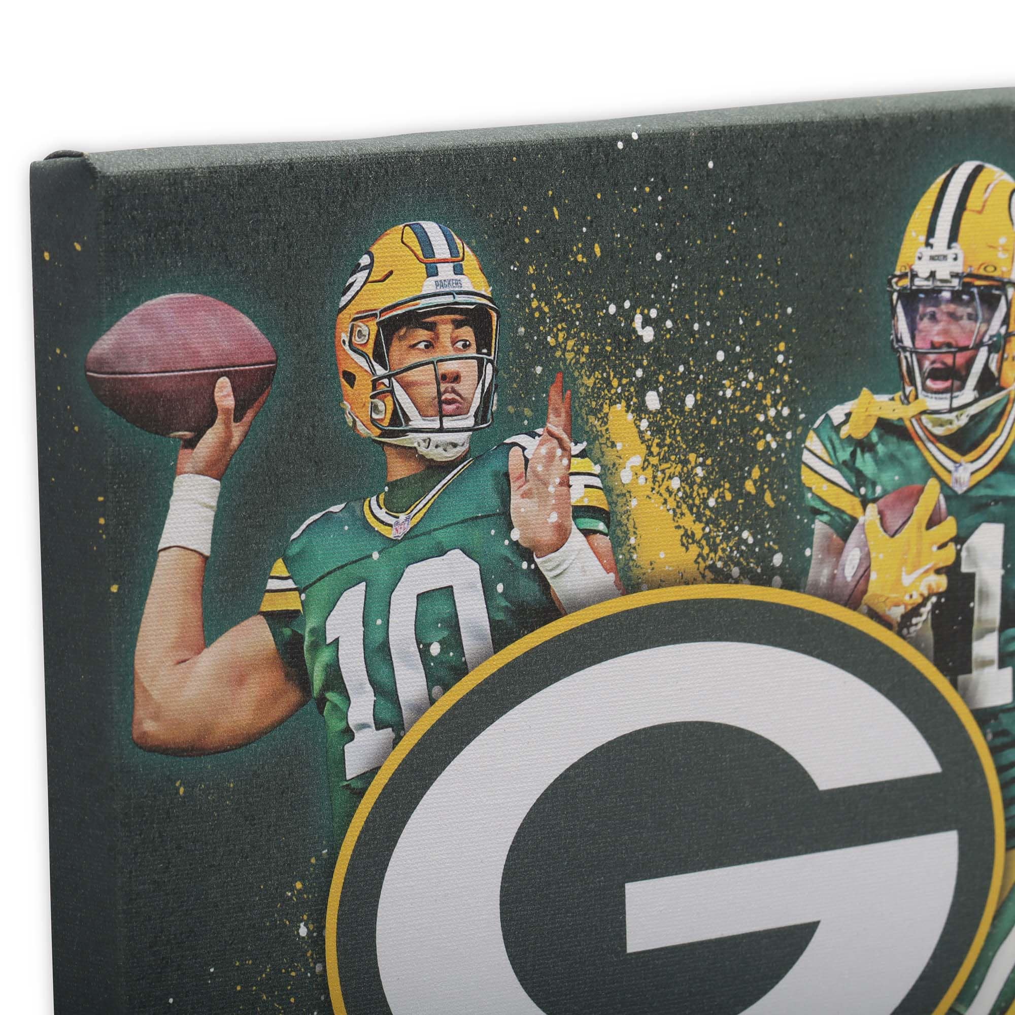 Alt View 3. Open Road Brands - Green Bay Packers 12" x 12" Team Logo and Players Splash Canvas Art - Multicolor.