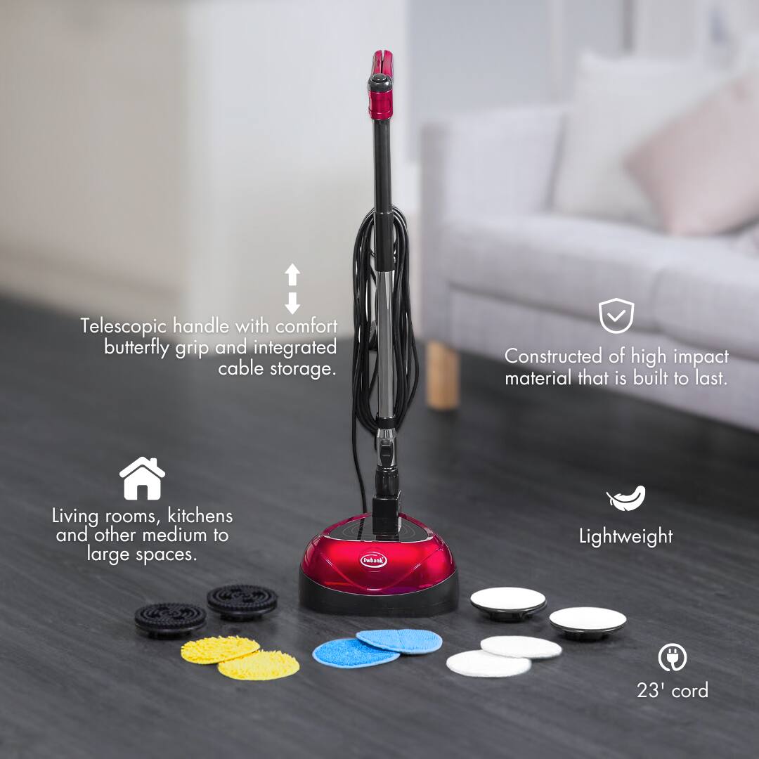 Telescopic handle with comfort butterfly grip and integrated cable storage. Constructed of high impact material that is built to last. Living rooms, kitchens and other medium to large spaces. Lightweight 23' cord.