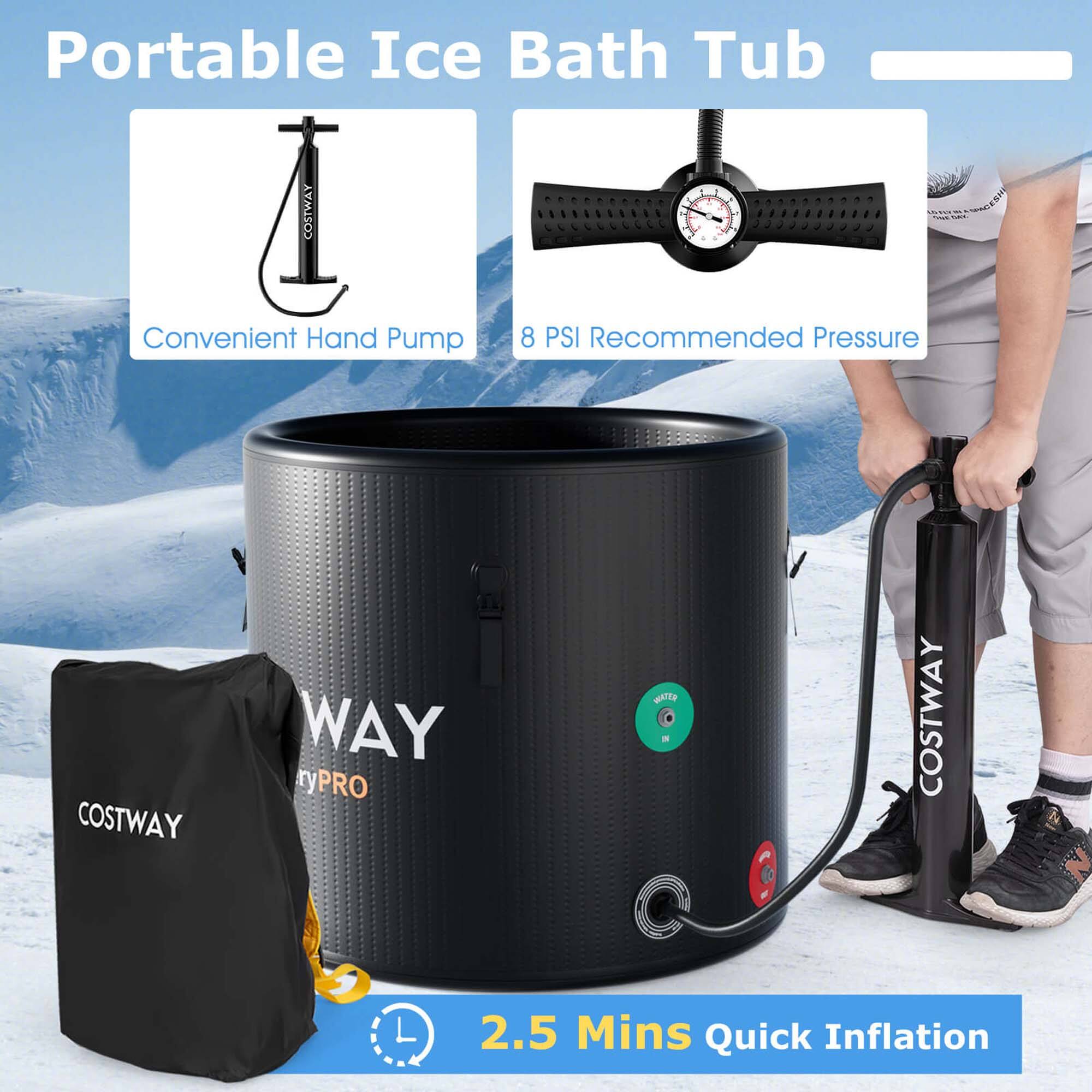 Portable Ice Bath Tub COSTWAY - Convenient Hand Pump 8 PSI Recommended Pressure COSTWAY WAY PRO WATTE - COSTWAY L 2.5 Mins Quick Inflation