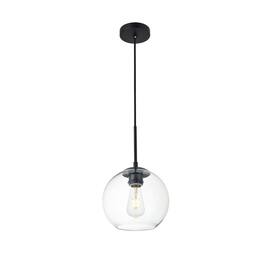 Living District - Baxter 1 Light Black Pendant With Clear Glass - Black And Clear