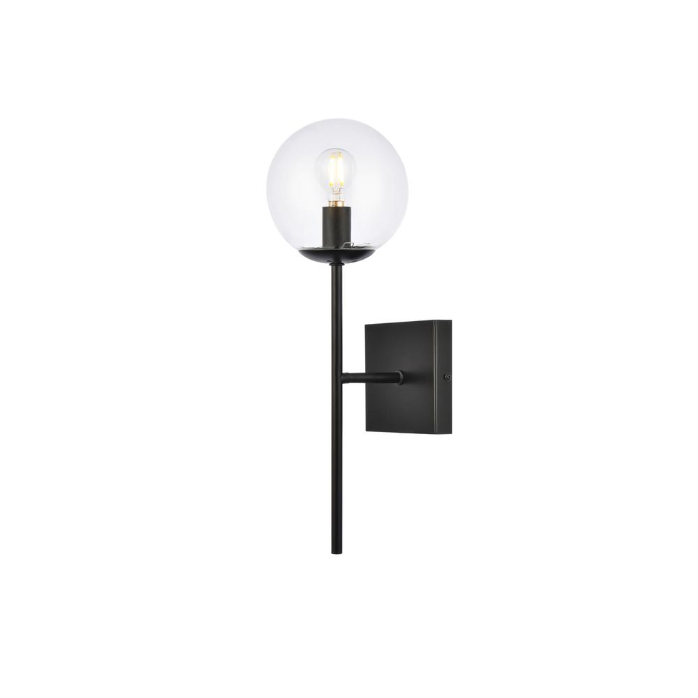 Alt View 4. Living District - Neri 1 light black and clear glass wall sconce - Black And Clear.